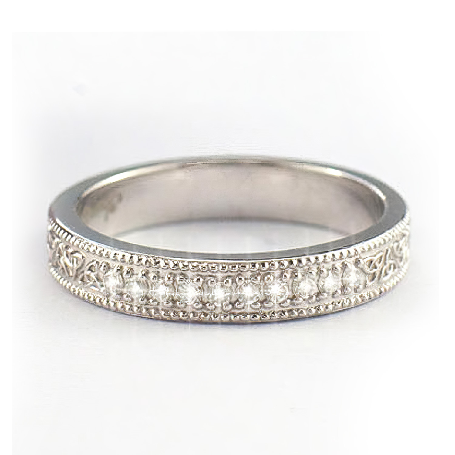 Trinity Knot Diamond Milgrain Wedding Band