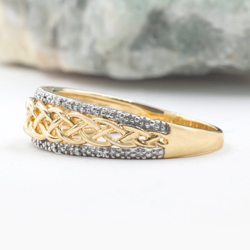 14k yellow gold diamond celtic knot ring 11132