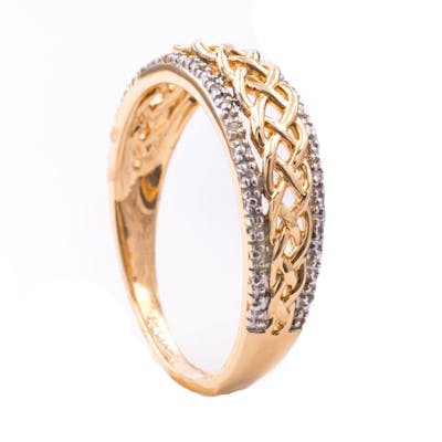 14k Gold Diamond Set Celtic Knot Ring
