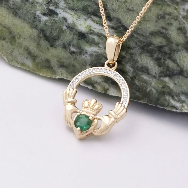 Emerald Claddagh Necklace, From Ireland