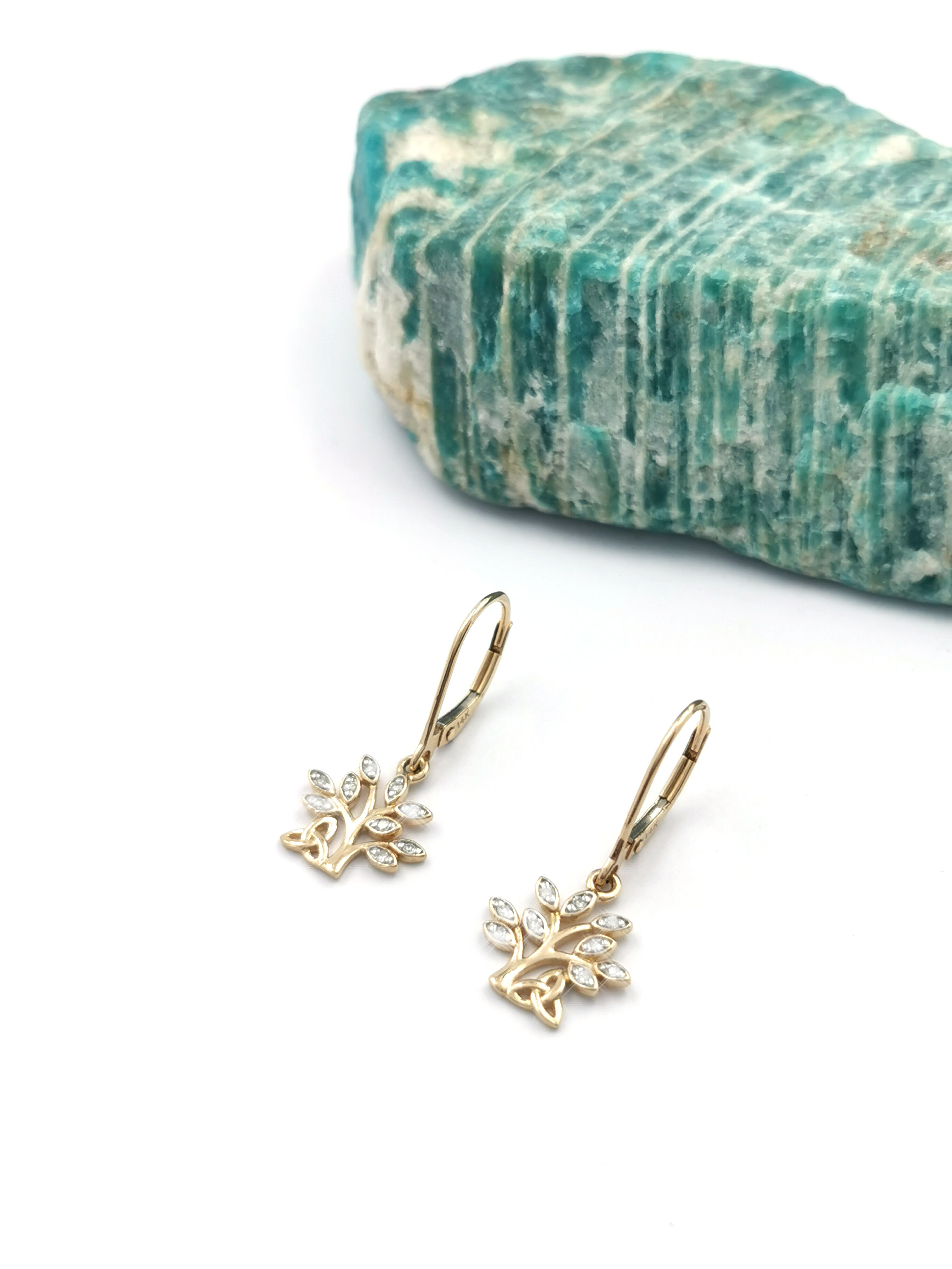 Womens Tree of Life Earrings in 14K Yellow Gold