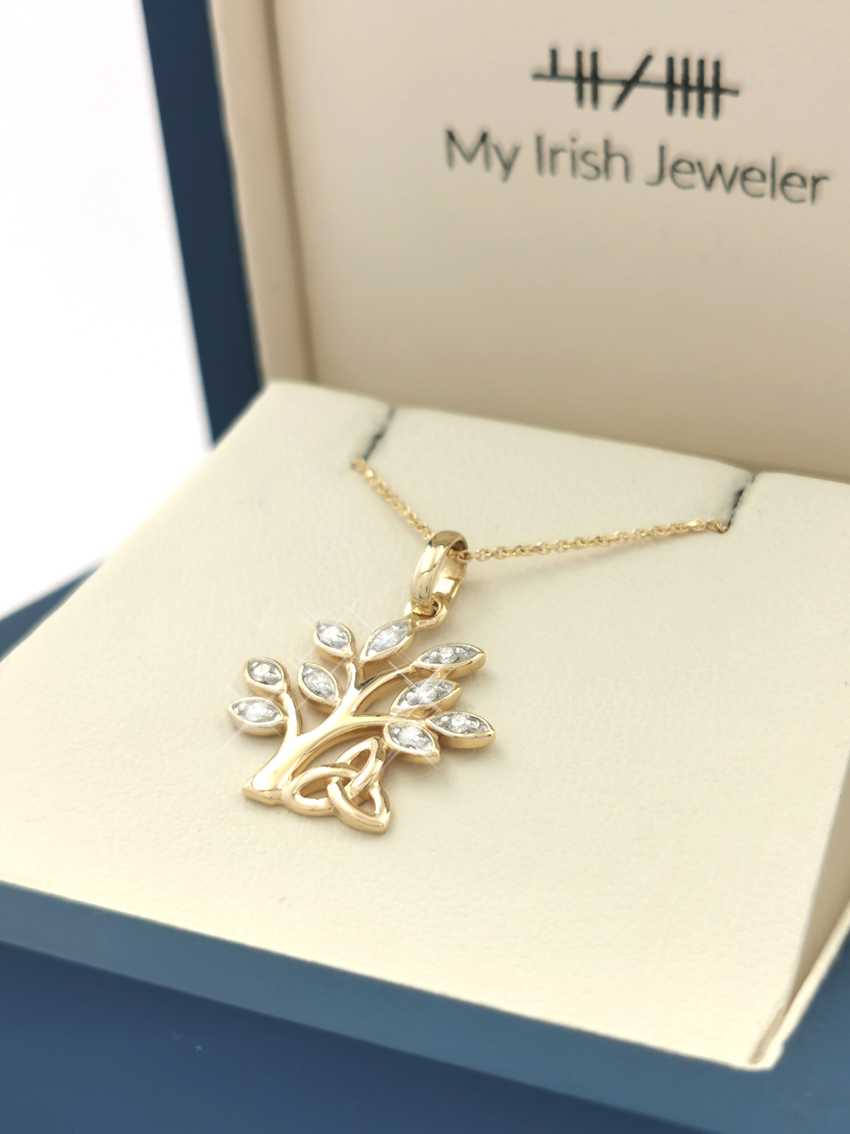 Gorgeous Yellow Gold Tree of Life Gift Set For Women. In Luxury Packaging.