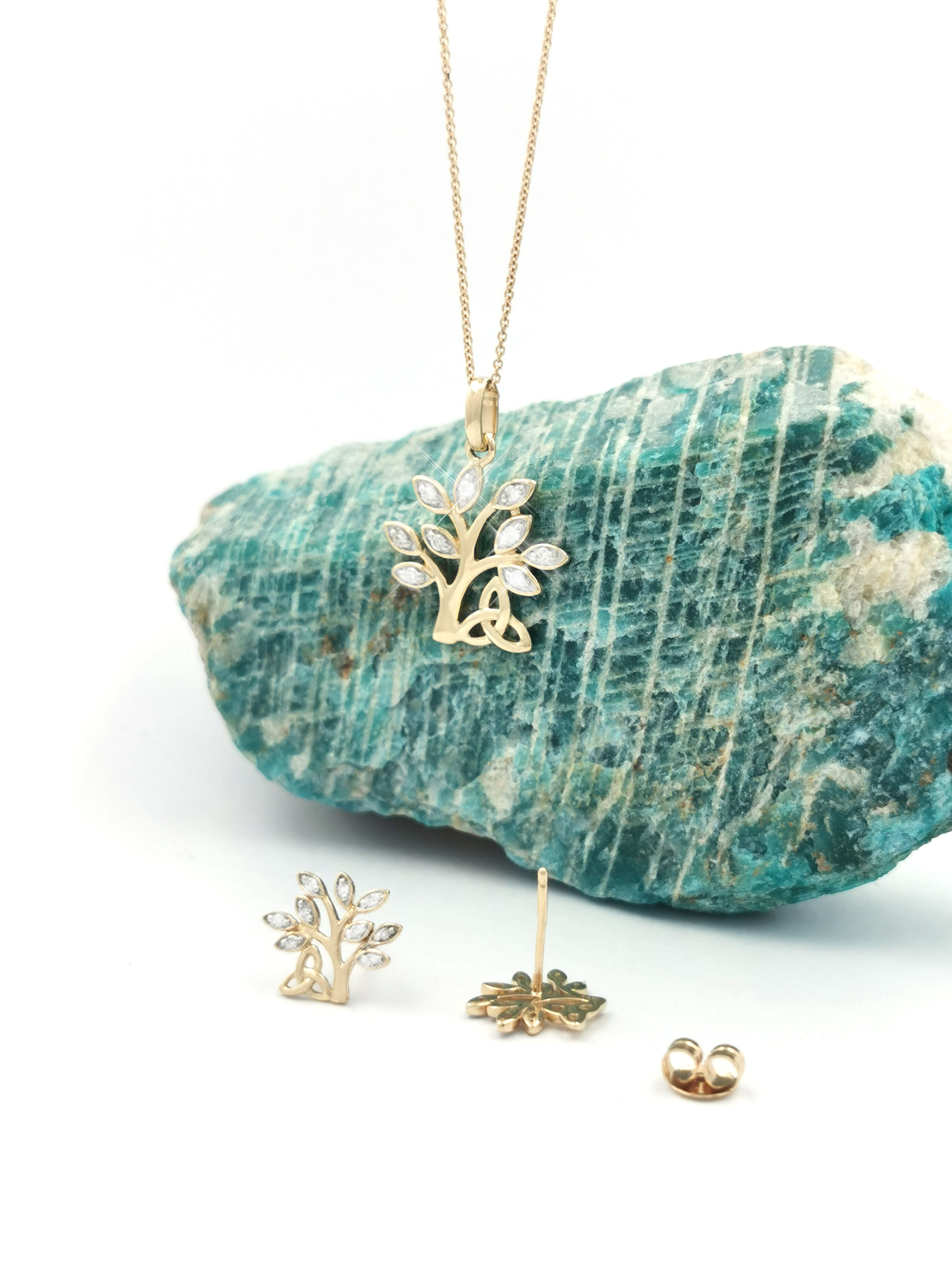 Genuine 14K Yellow Gold Tree of Life Necklace For Women