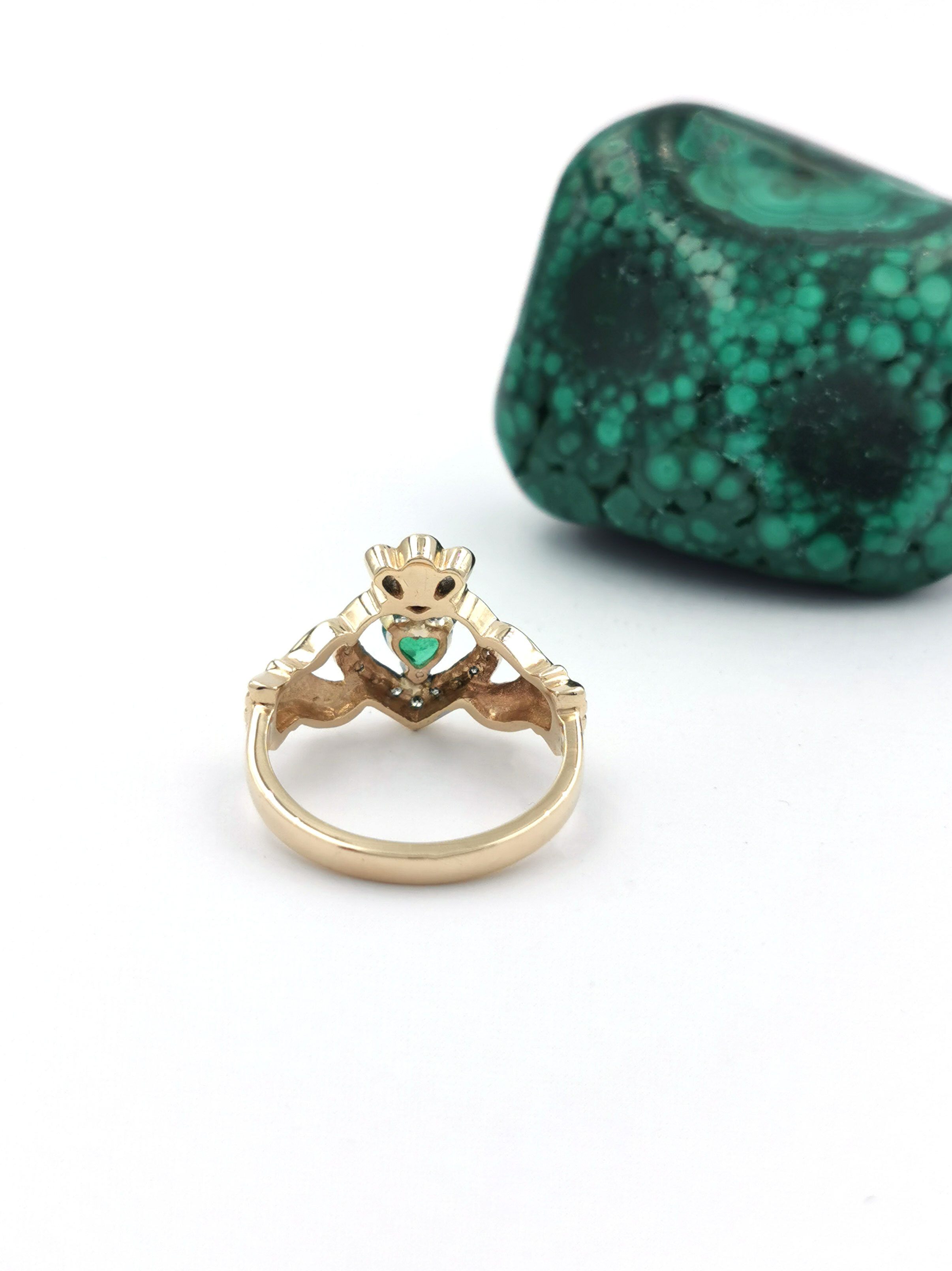 Attractive Yellow Gold Claddagh Engagement Ring For Women. Picture Of The Back.