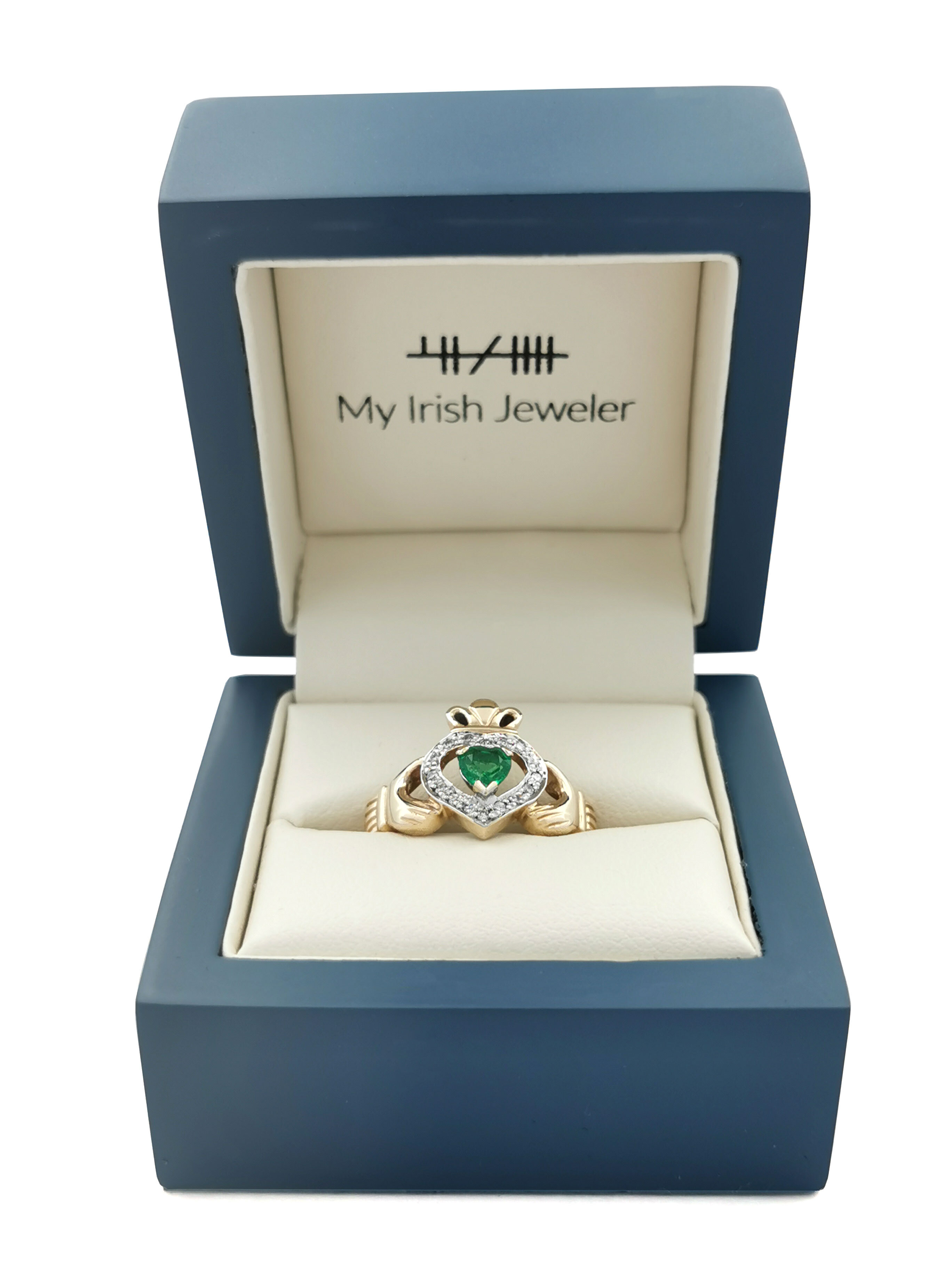 Authentic 14K Yellow Gold Claddagh Ring For Women. In Luxury Packaging.