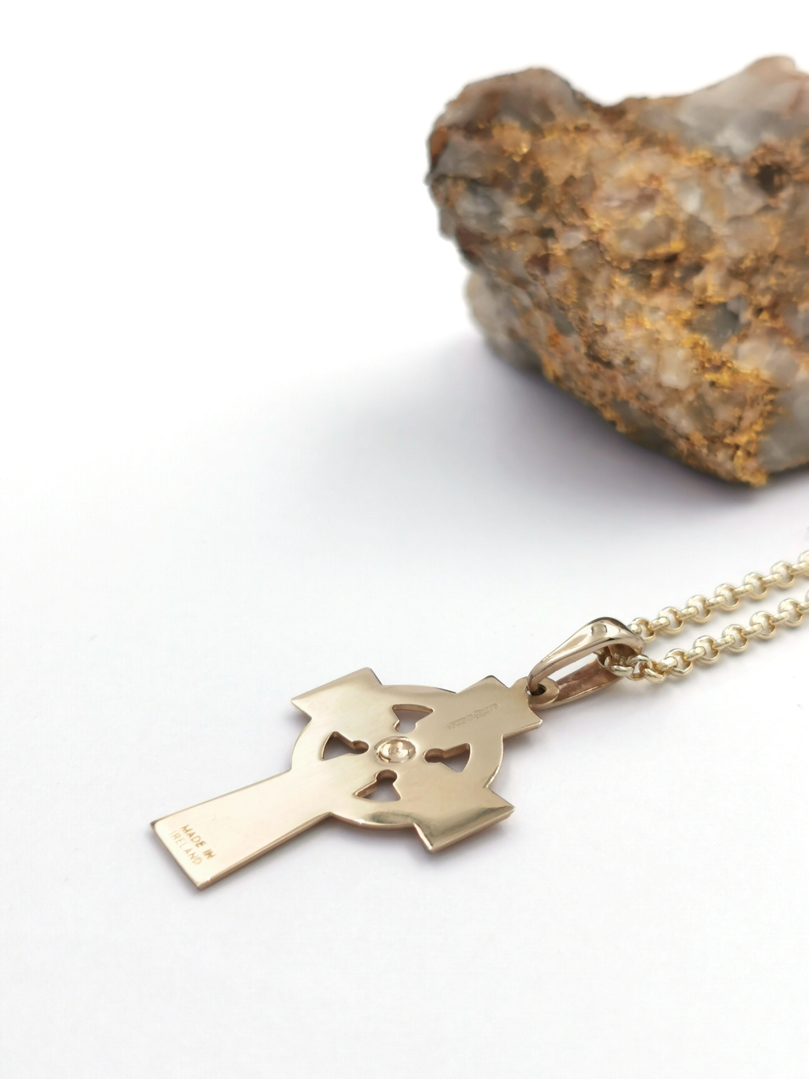 Genuine 10K Yellow Gold Celtic Warrior Necklace. Picture Of The Back.