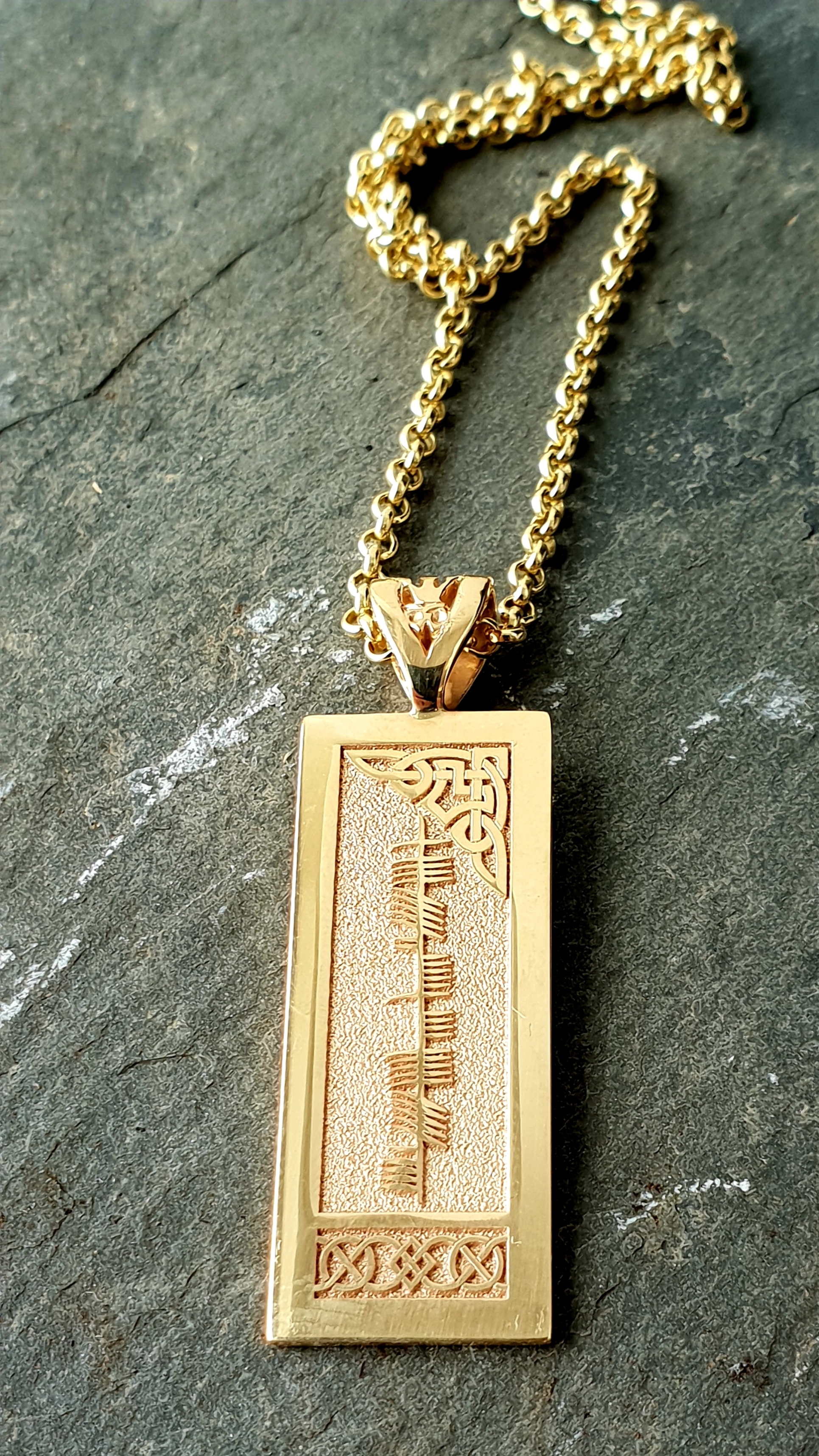 Ogham - Shown with Luxury Rolo Chain