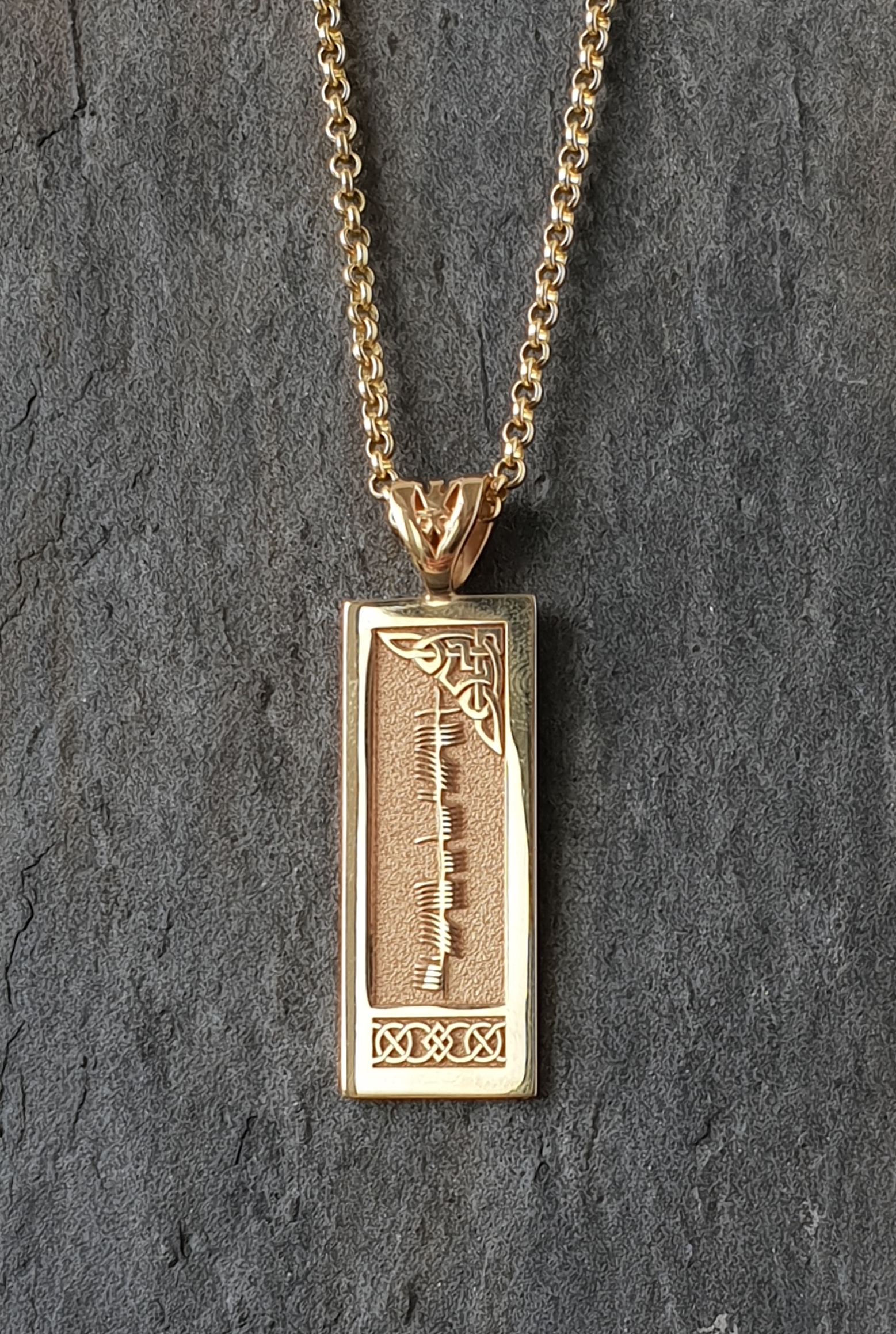 Customizable Yellow Gold Ogham Necklace For Women