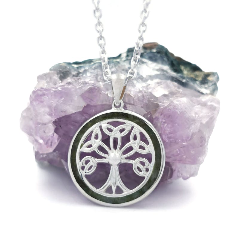 Celtic Tree of Life Necklace Inlaid with Connemara Marble