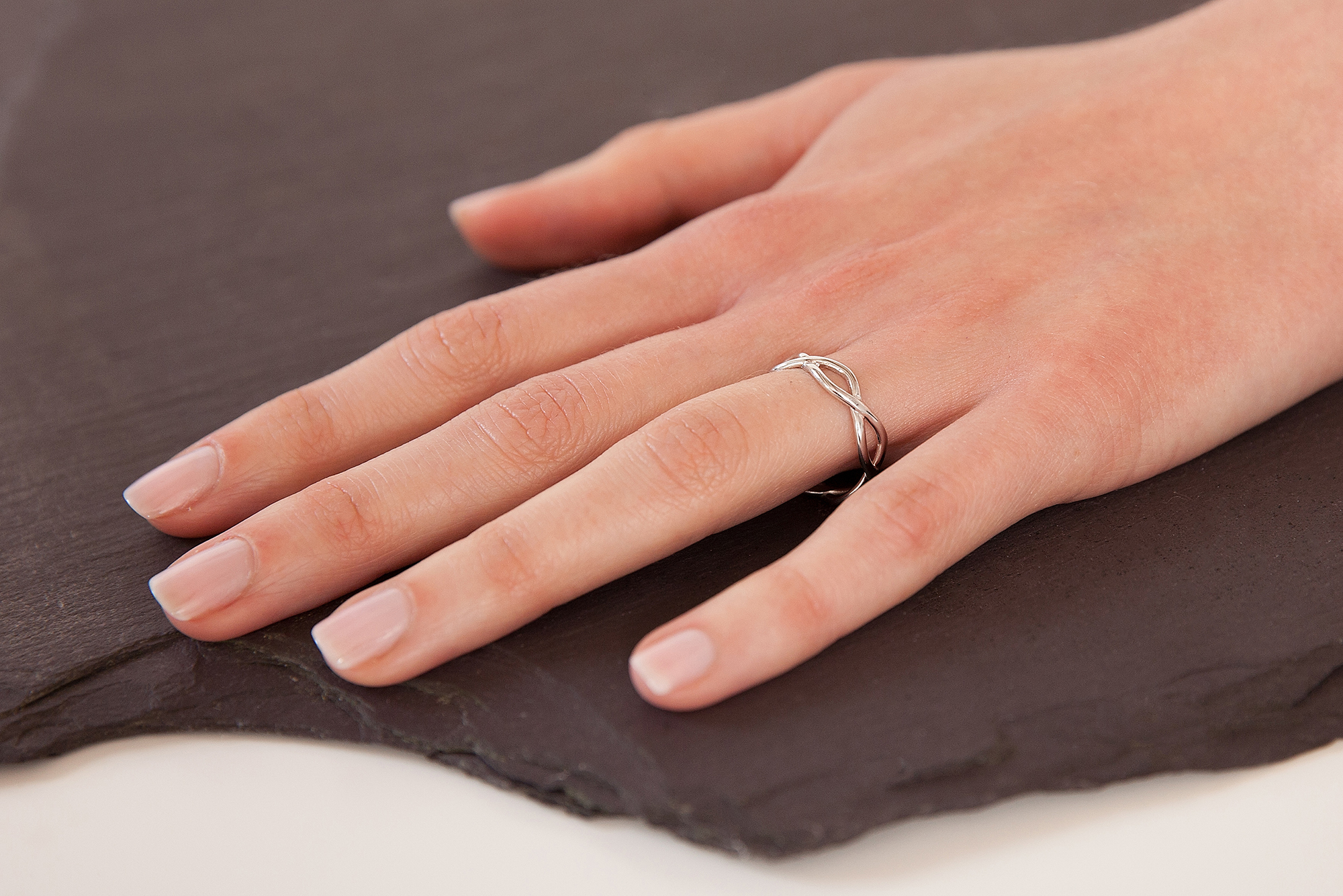 Celtic Knot Gift Set in 10K White Gold With a Polished Finish - Model Photo