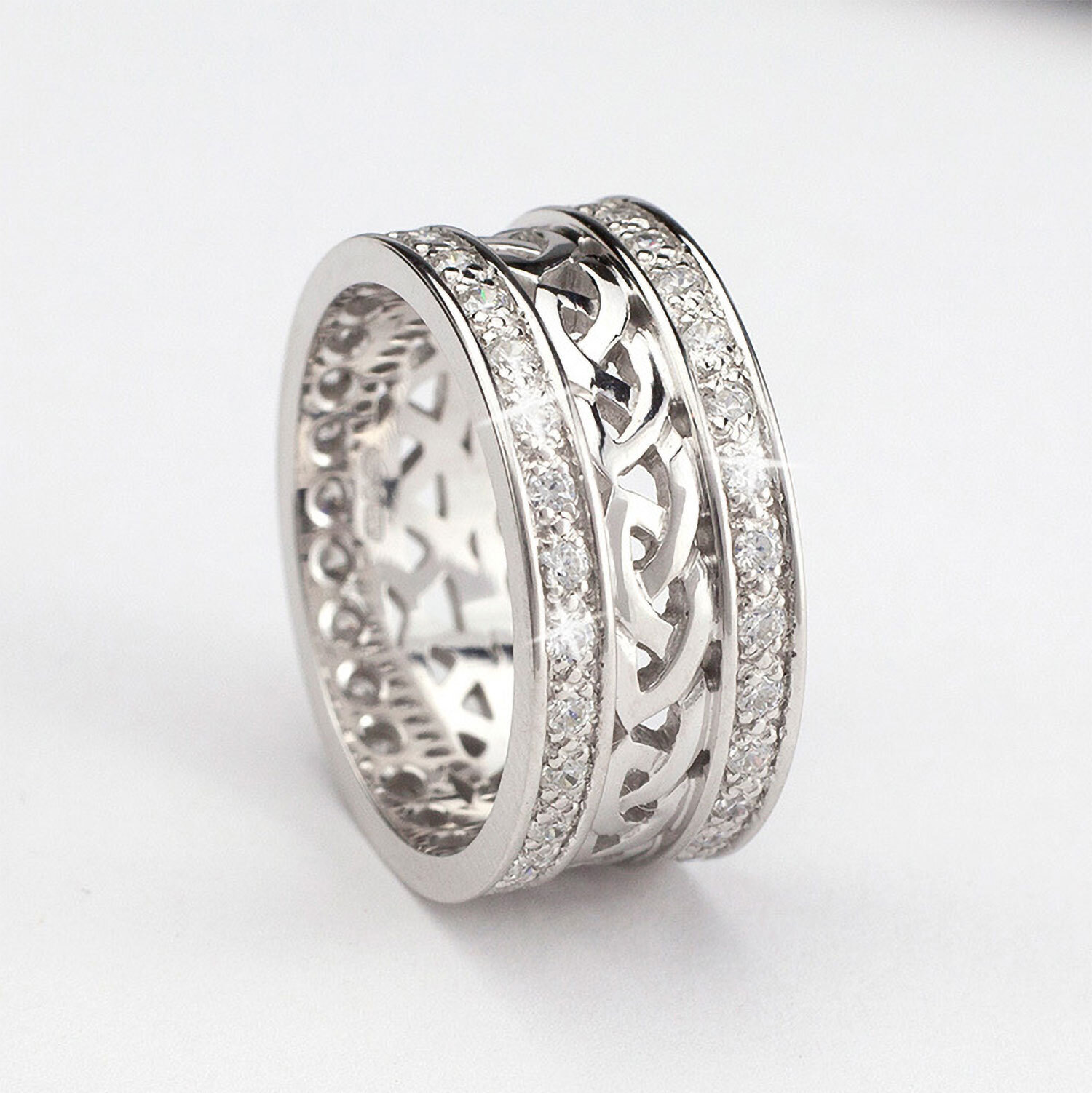 Celtic Knot Band with Diamond Set Trims