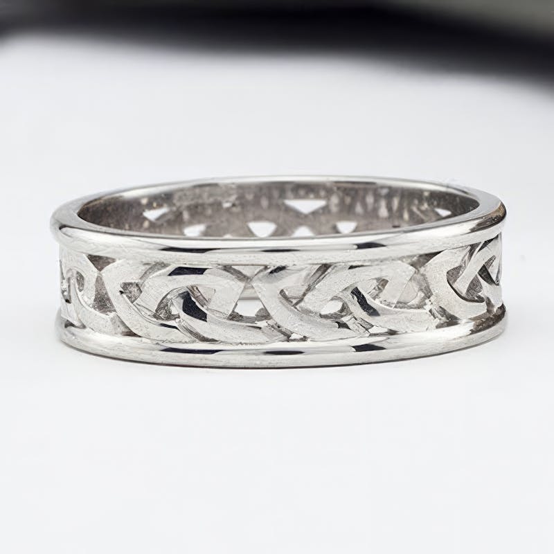 6976 white gold pierced celtic knot wedding ring 5mm