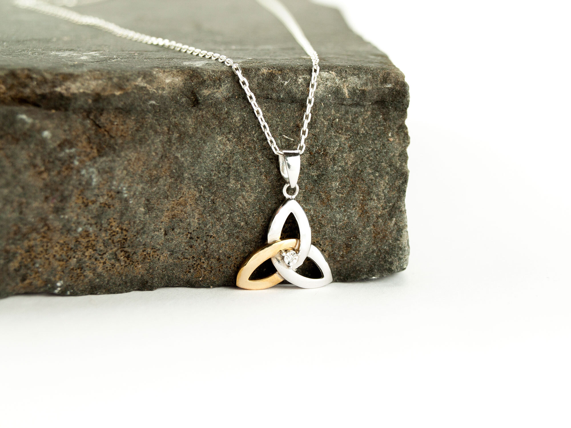 Sterling Silver & 10K Gold Trinity Pendant -… | My Irish Jeweler