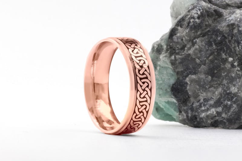 Irish Rose Gold Celtic Knot 5.0mm Ring With a Cerin Finish