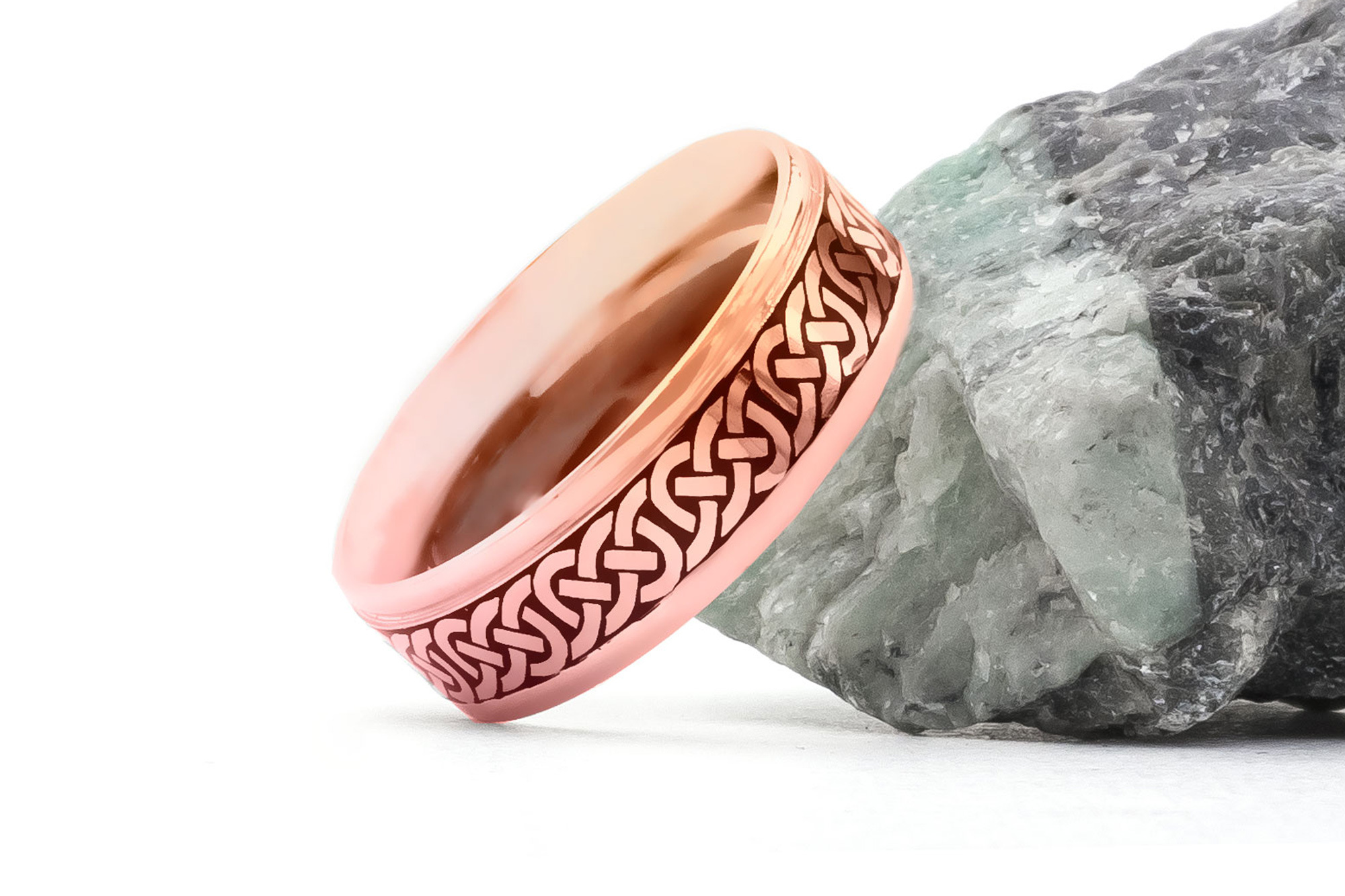 Cerin Celtic Knot 7.0mm Ring in Real 18K Rose Gold