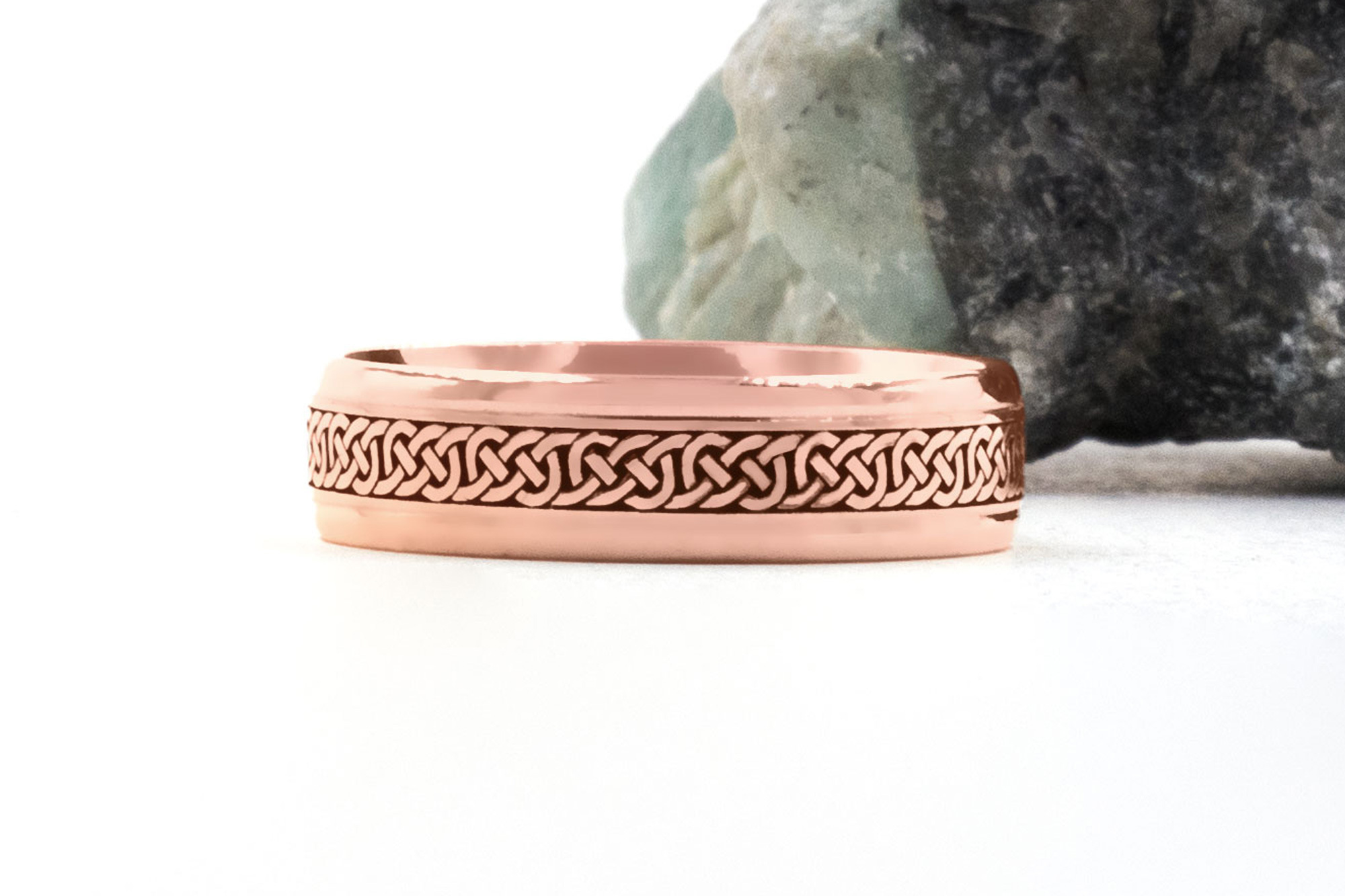 Real Cerin 18K Rose Gold Celtic Knot 5.0mm Ring