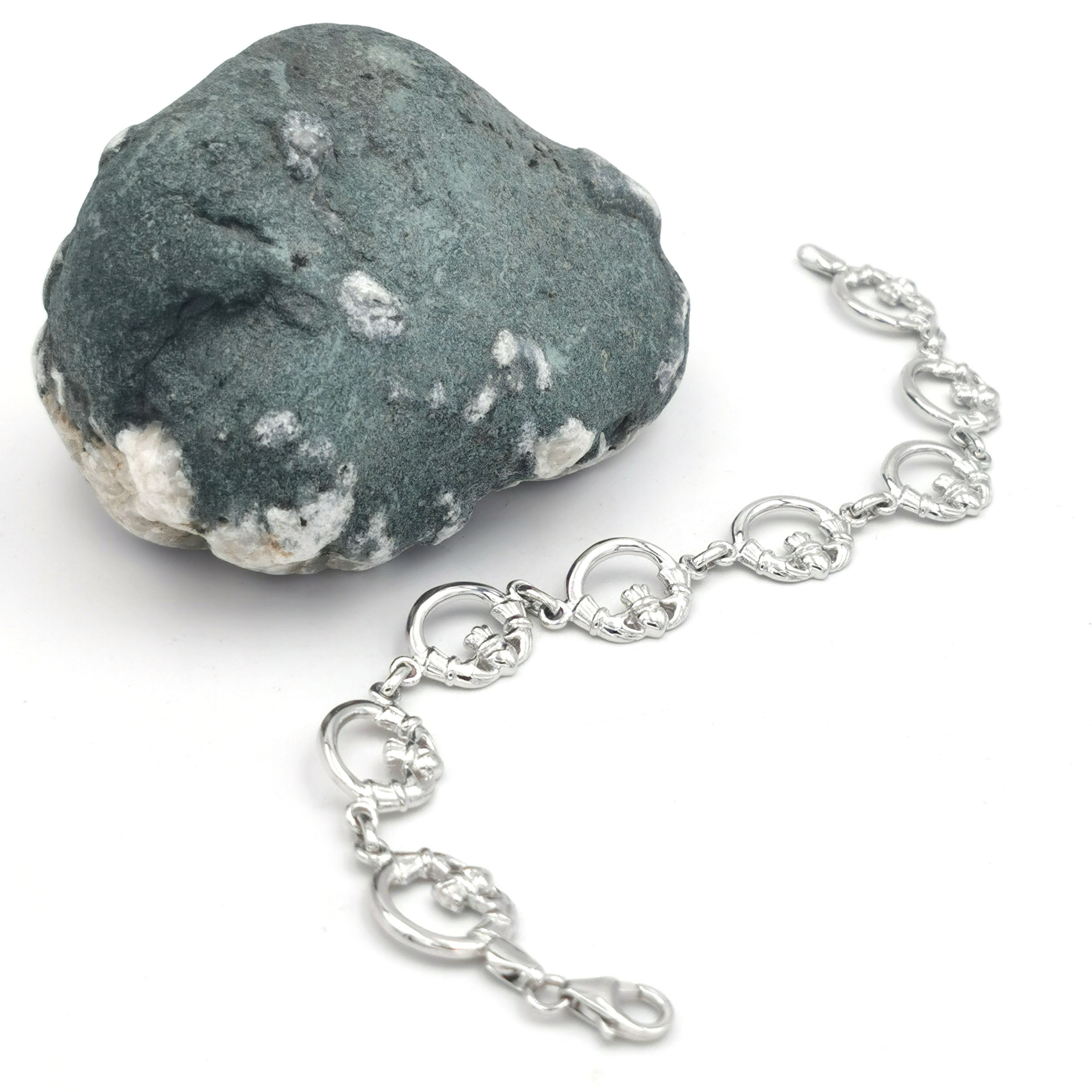 Womens Sterling Silver Claddagh Bracelet