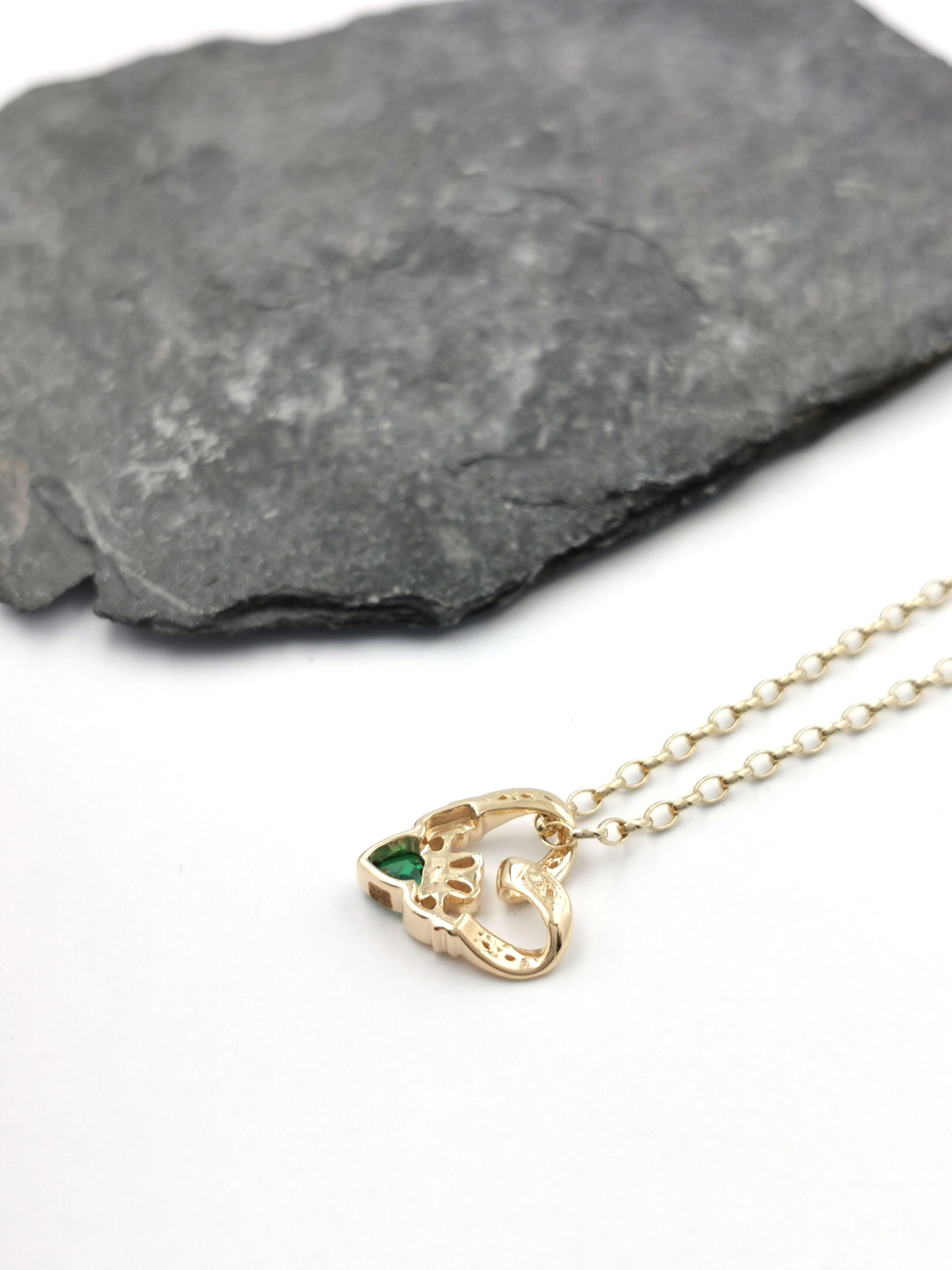 Striking Yellow Gold Claddagh Necklace For Women