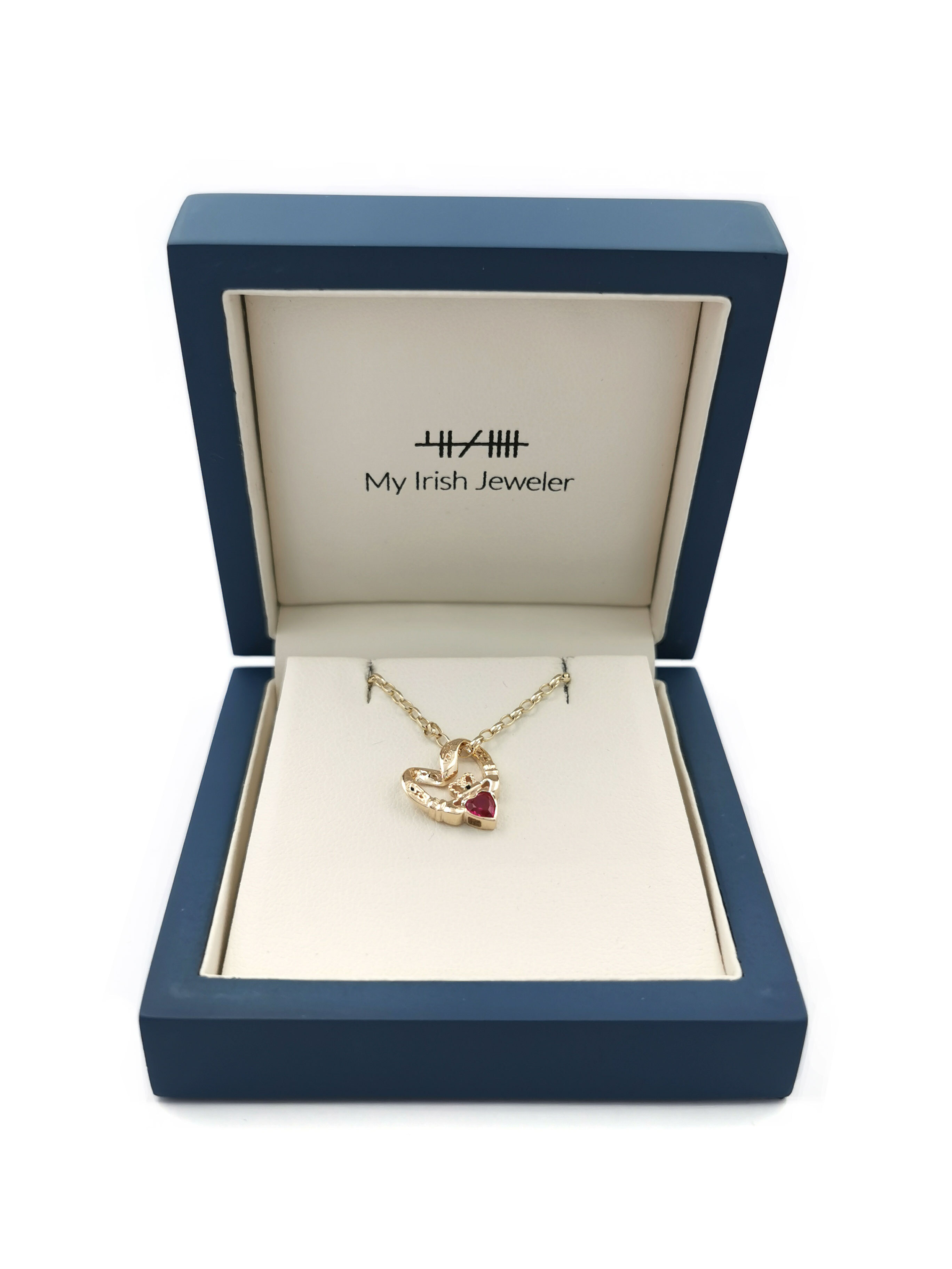 Striking Yellow Gold Claddagh Necklace For Women. In Luxury Packaging.