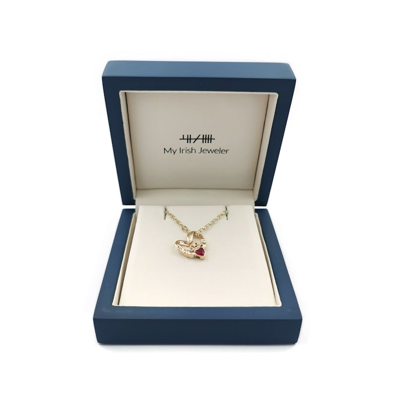 Striking Yellow Gold Claddagh Necklace For Women. In Luxury Packaging.