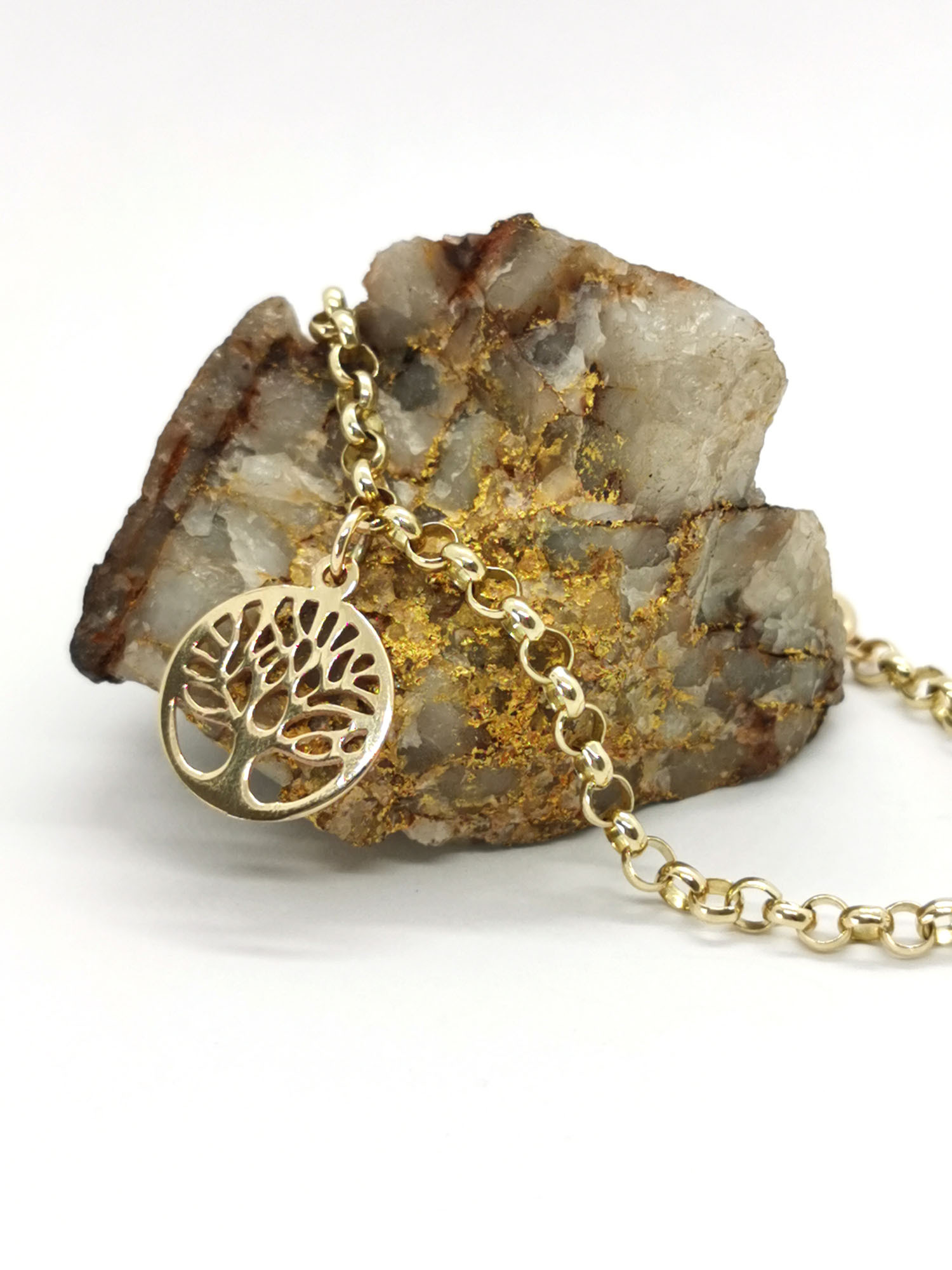 Small Striking Yellow Gold Tree of Life Bracelet For Women