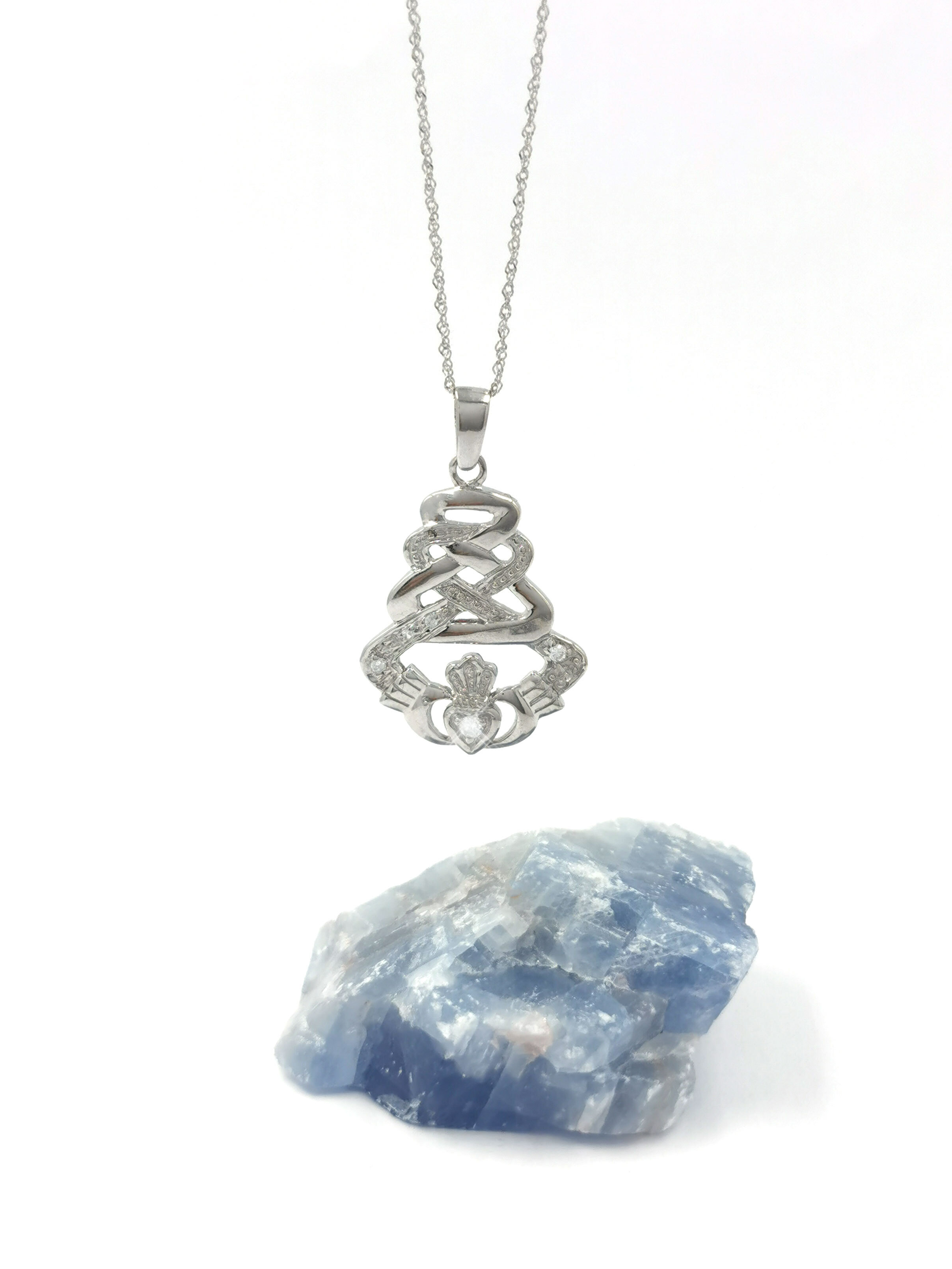 Claddagh Necklace - Shown with Light Cable Chain