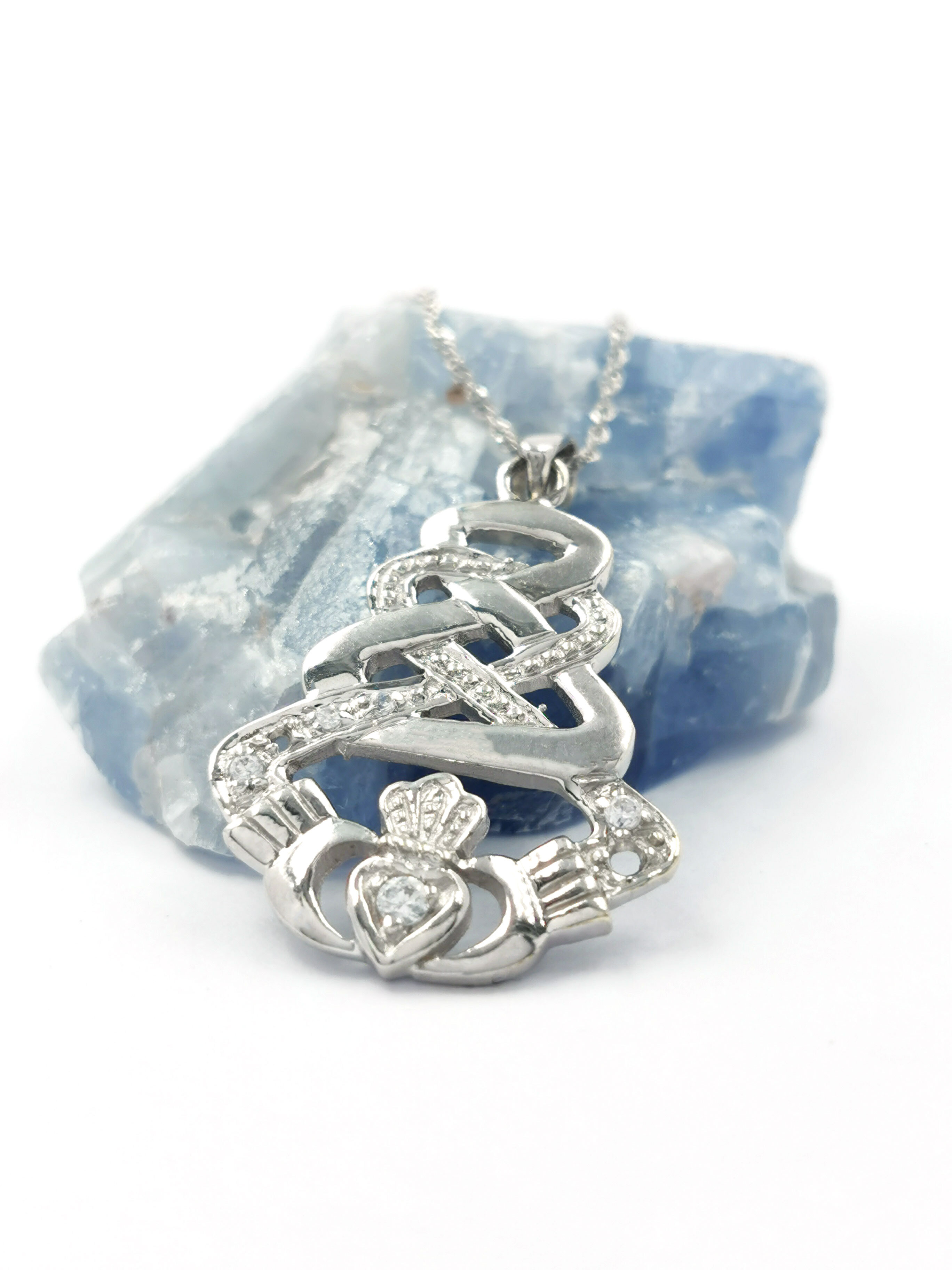 Claddagh Necklace - Shown with Light Cable Chain