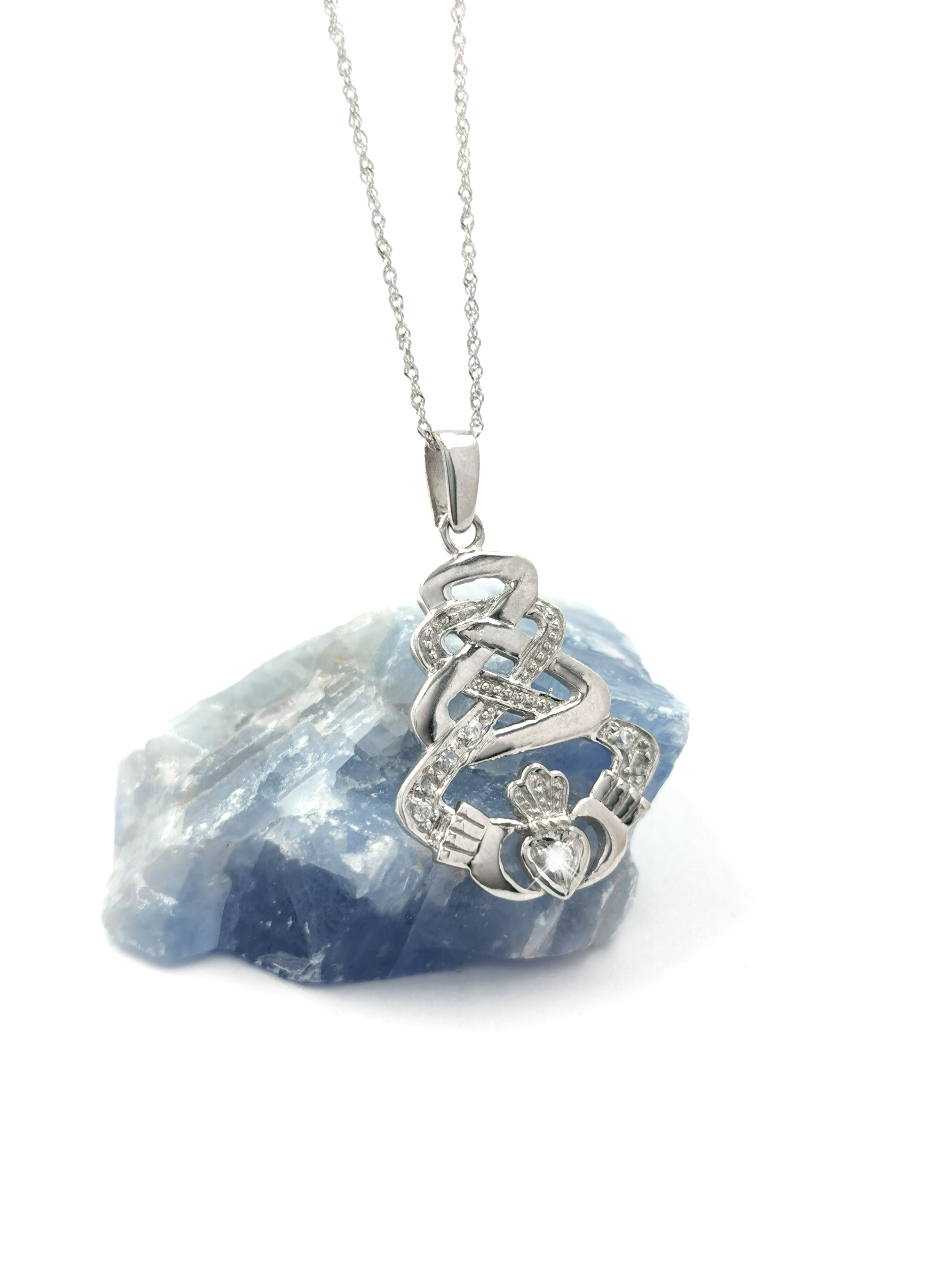 Claddagh Necklace - Shown with Light Cable Chain