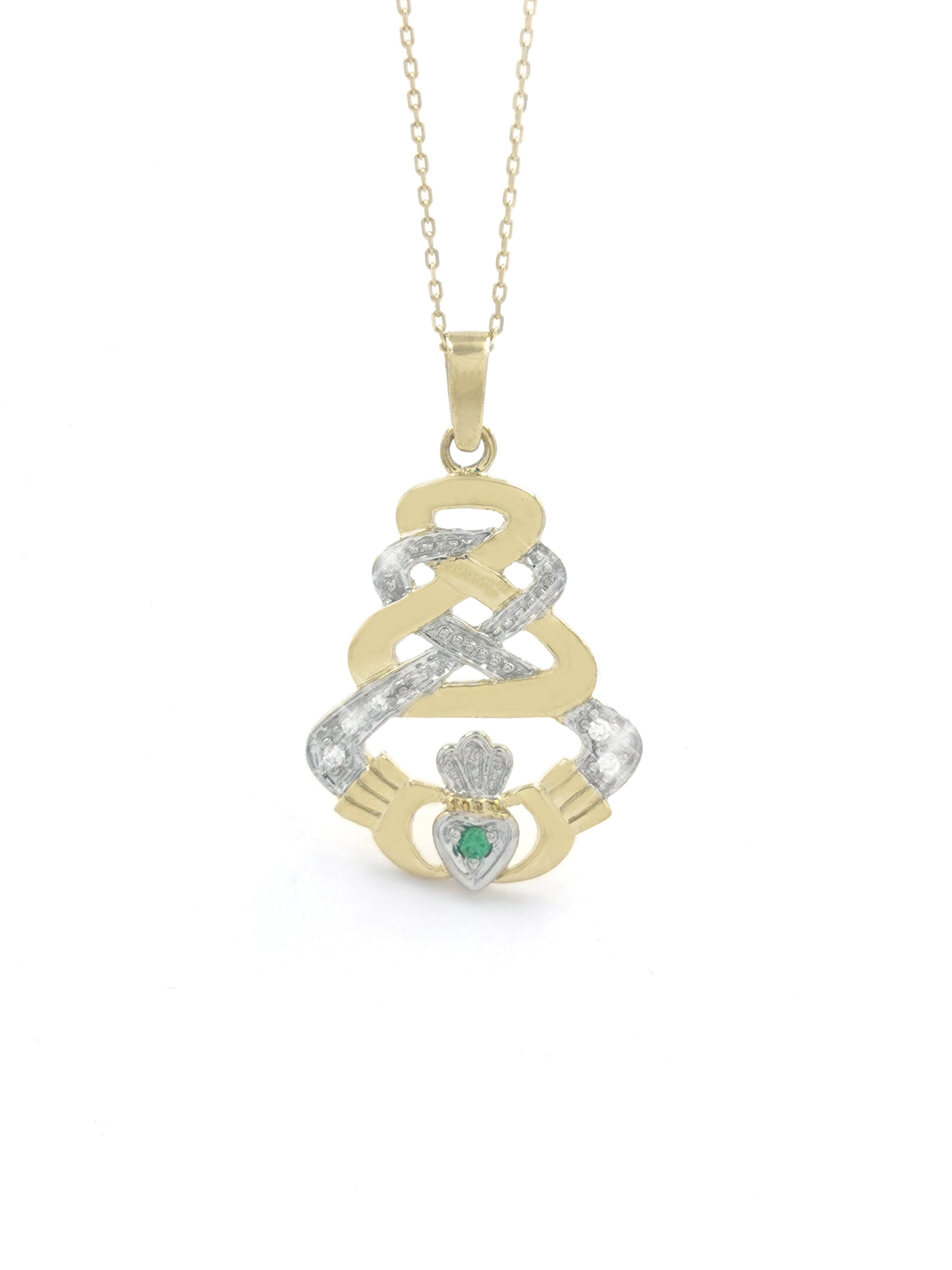 Attractive Yellow Gold Claddagh Necklace For Women