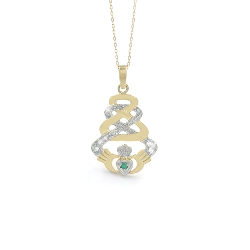 Attractive Yellow Gold Claddagh Necklace For Women