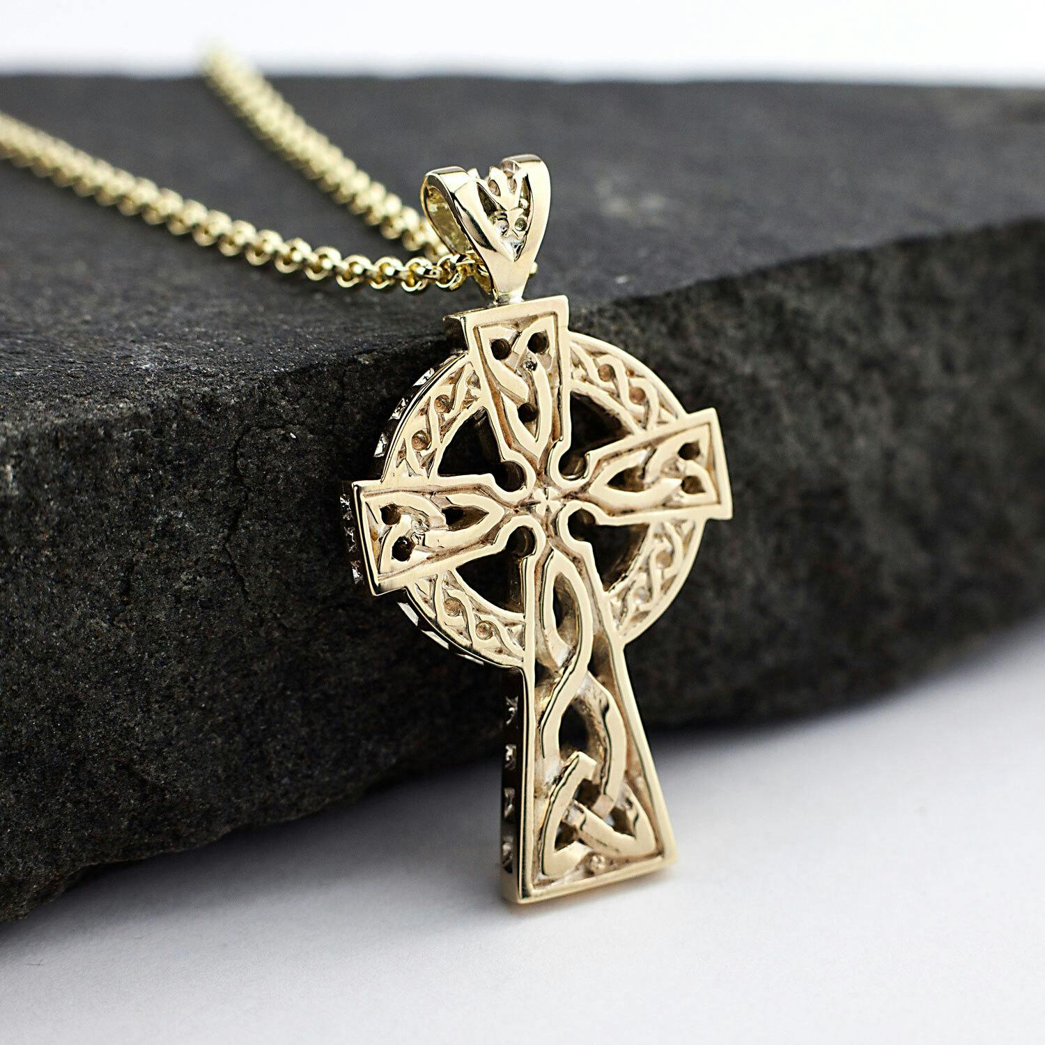 Gold Double Sided Heavy Celtic Cross, From Ireland | My Irish Jeweler
