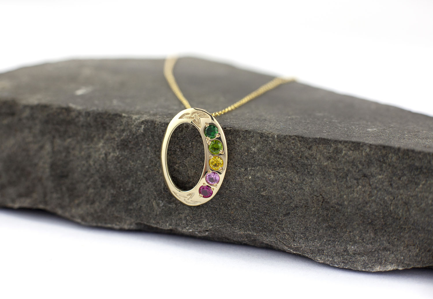 Trinity Knot & Birthstone - Shown with Light Cable Chain