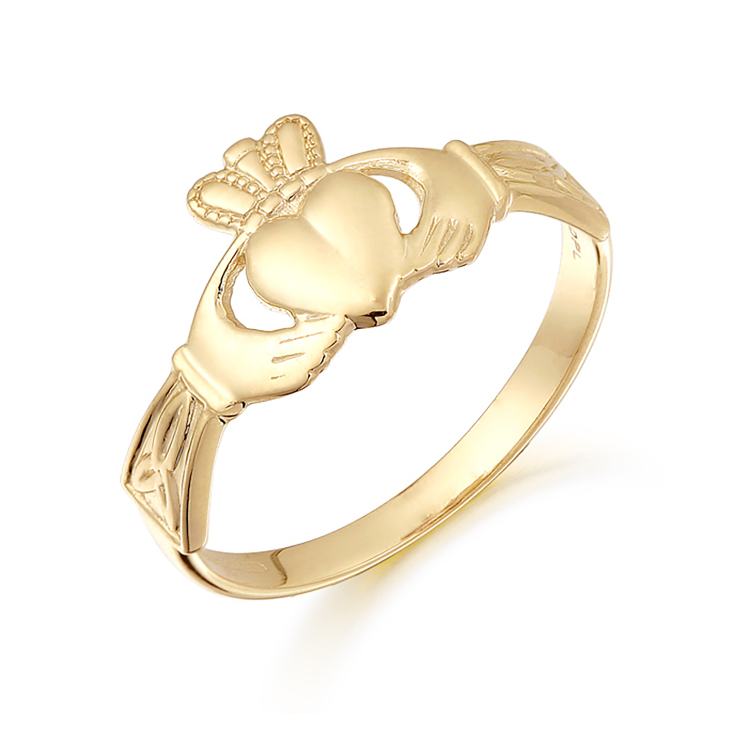 Womens Claddagh 2.0mm Ring in Yellow Gold
