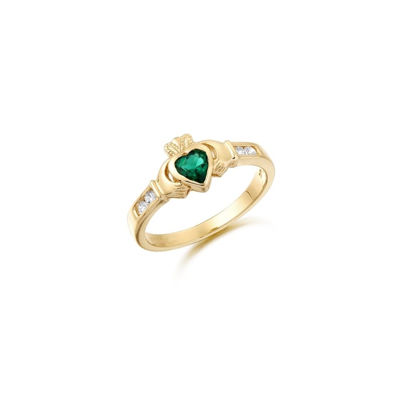 Womens Real Yellow Gold Claddagh Ring