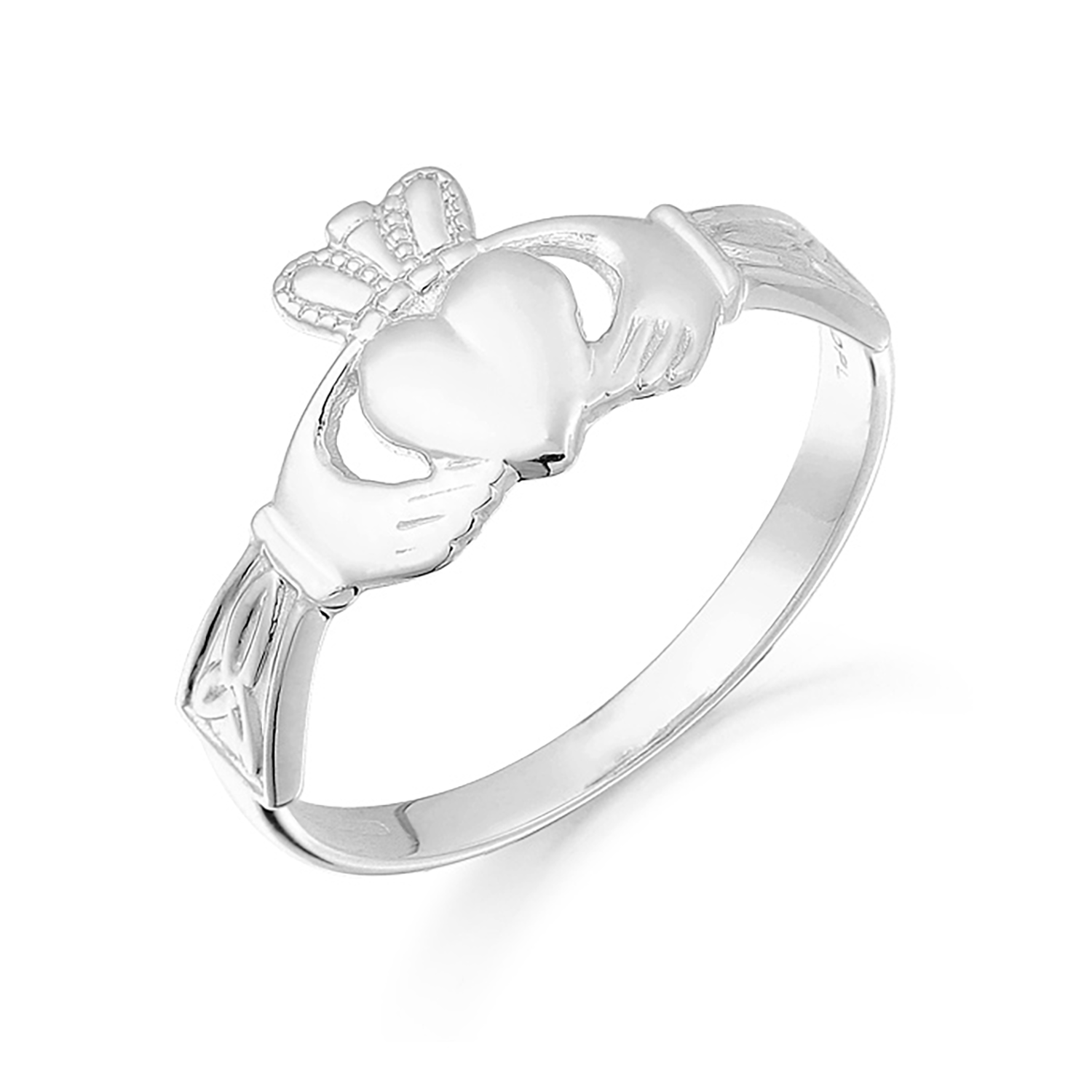 Womens Claddagh 2.0mm Ring in Real White Gold