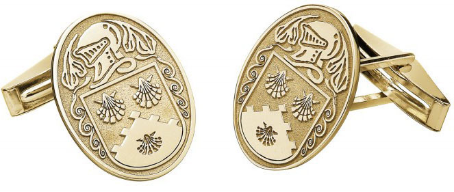 Gorgeous 14K Yellow Gold Family Crest Cufflinks For Men