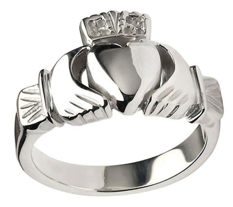 Striking Sterling Silver Claddagh Ring For Men With a Polished Finish