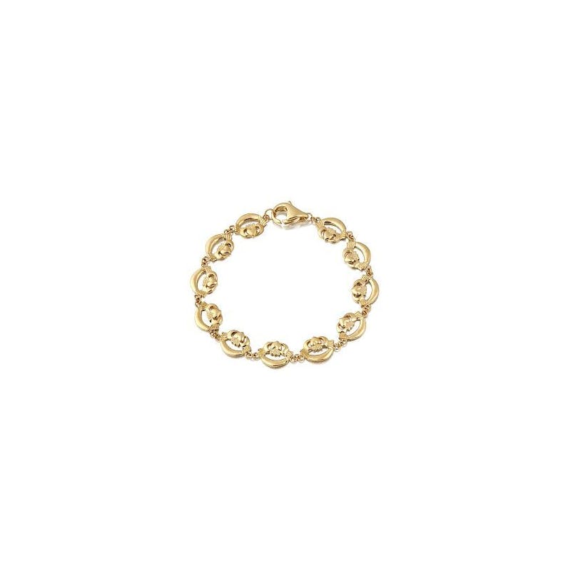 Womens 9K Yellow Gold Claddagh Bracelet