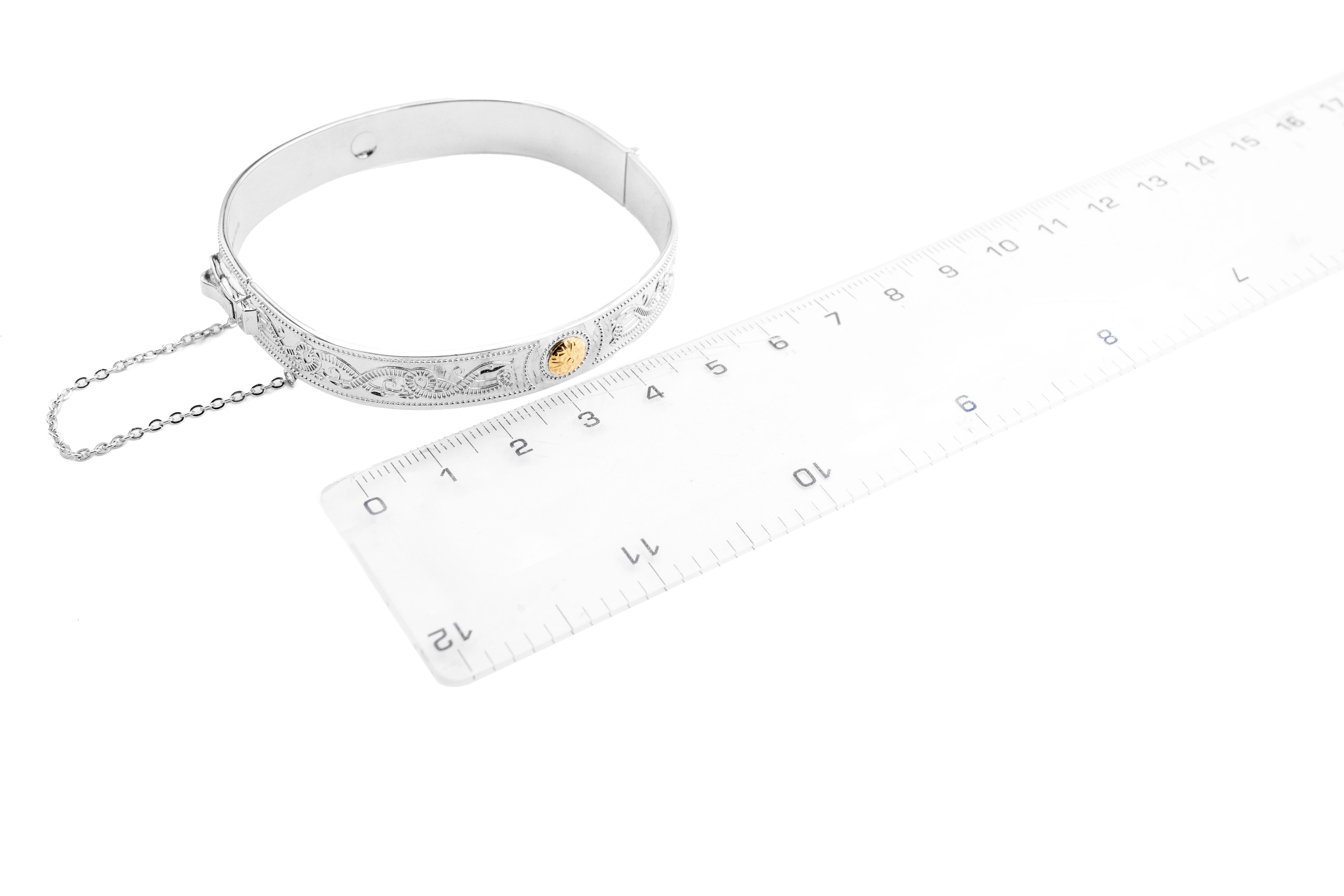 Womens Celtic Warrior Bangle in Sterling Silver. Picture For Scale.