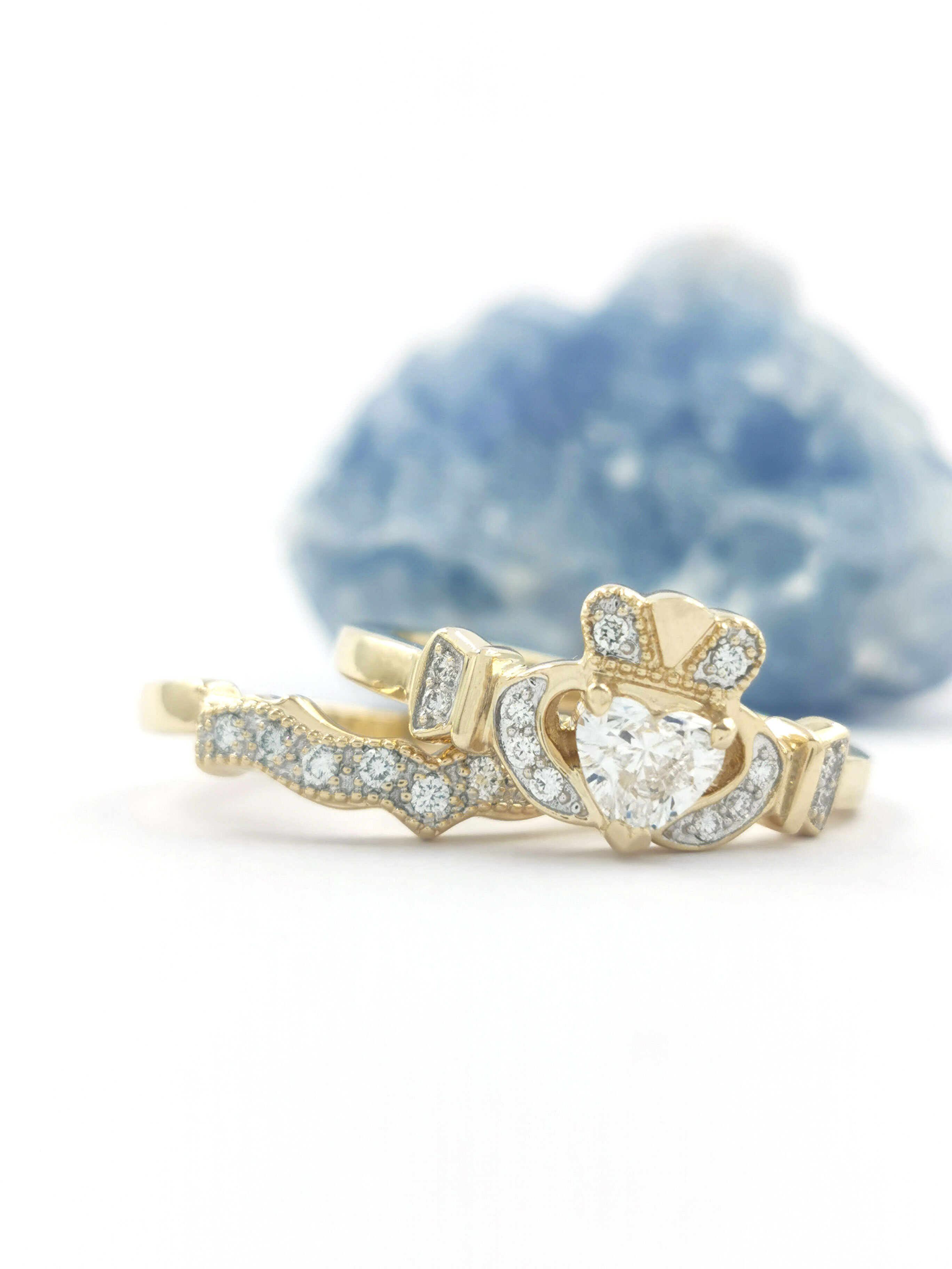 Womens Yellow Gold Claddagh 0.50ct Lab Grown Diamond Engagement Ring