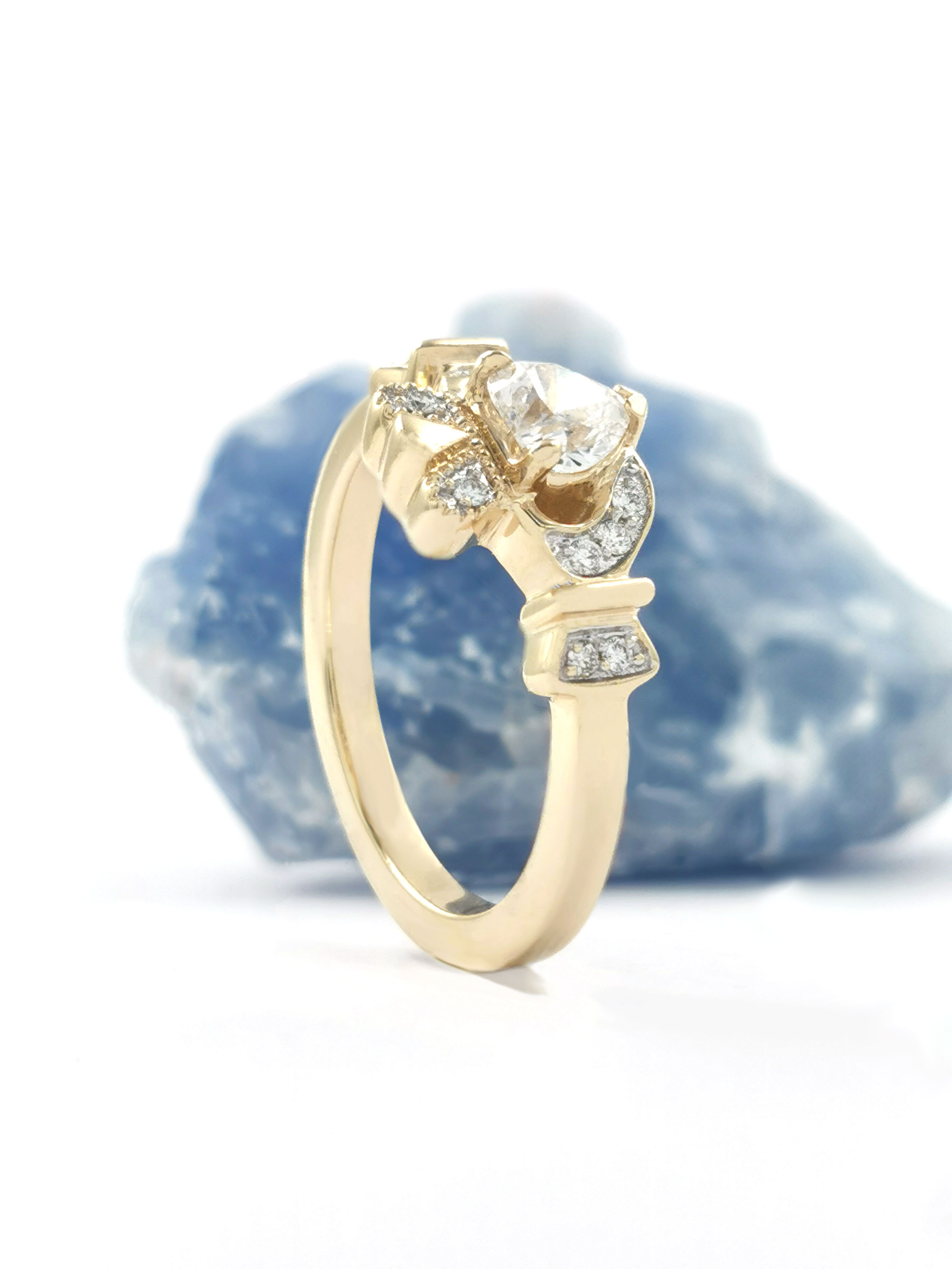 Striking 14K Yellow Gold Claddagh Engagement Ring For Women