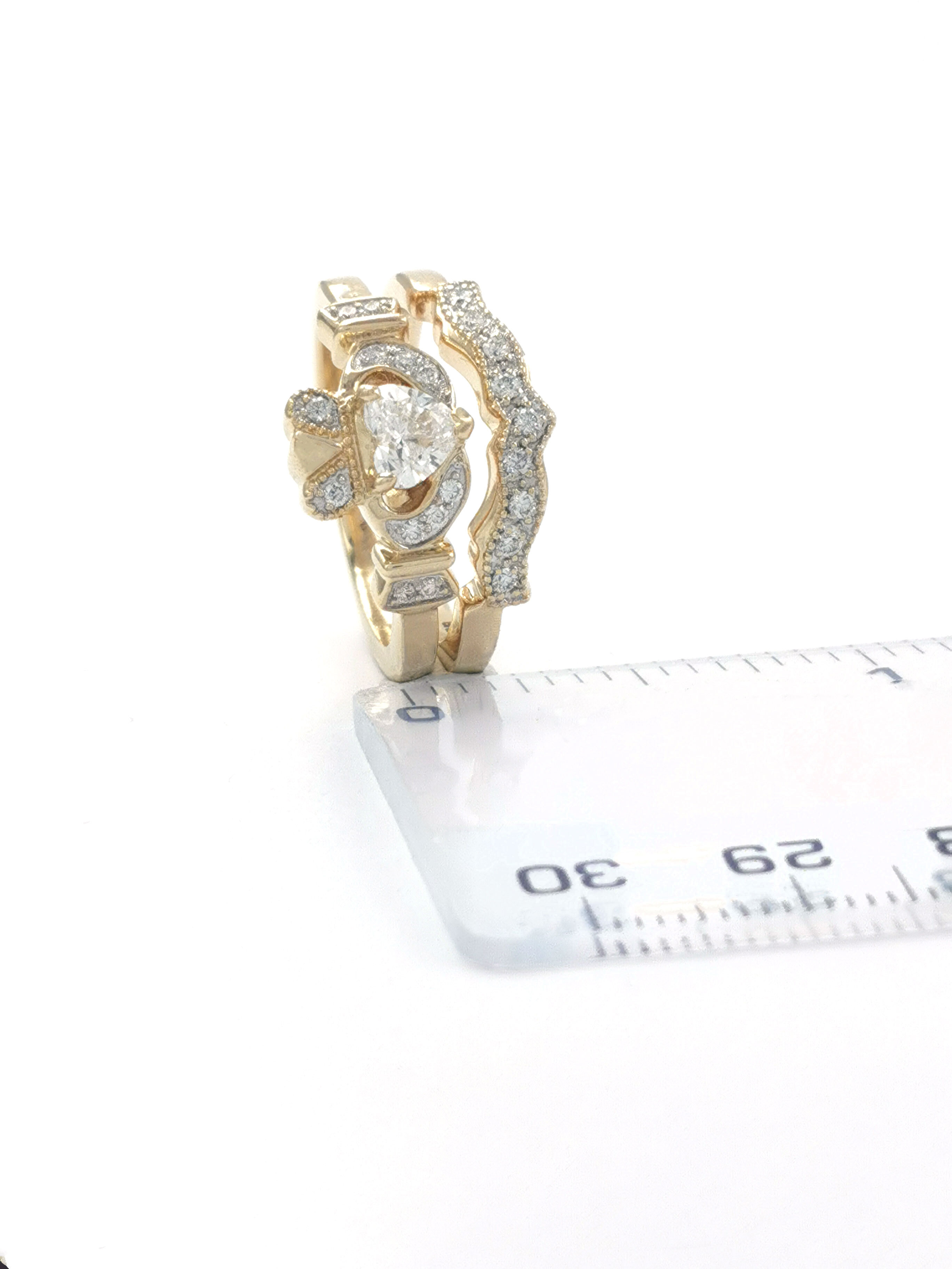 Authentic Yellow Gold Claddagh Engagement Ring For Women. Picture For Scale.