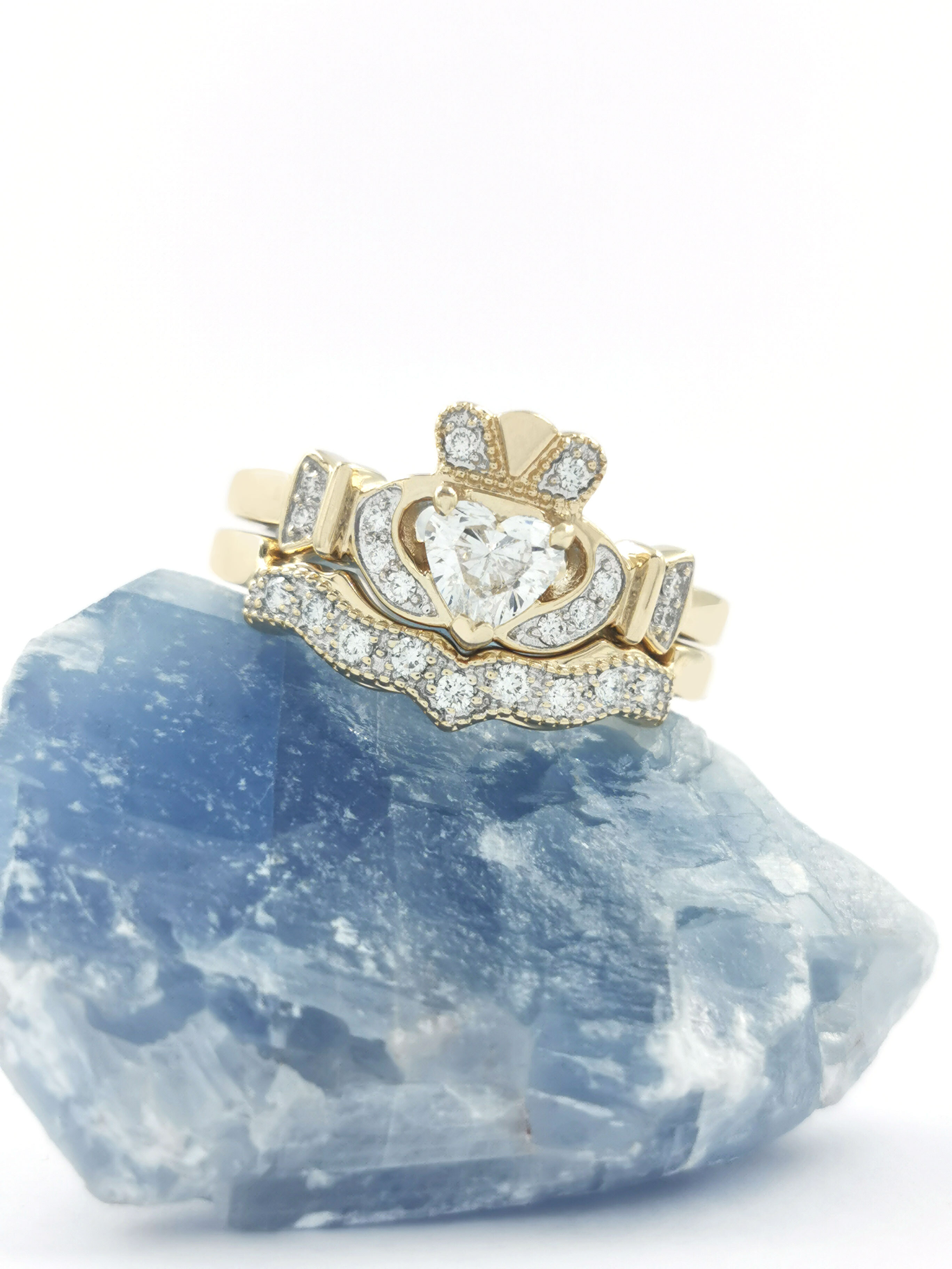 Real Yellow Gold Claddagh 0.50ct Lab Grown Diamond Ring For Women