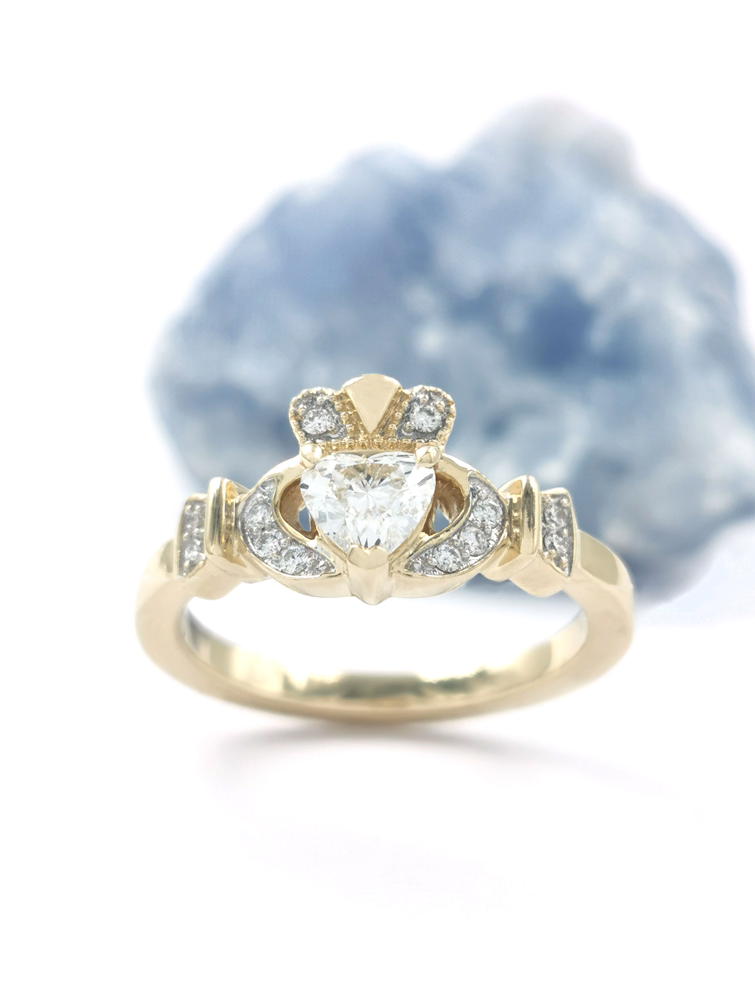 Womens Claddagh 0.50ct Lab Grown Diamond Ring in 14K Yellow Gold