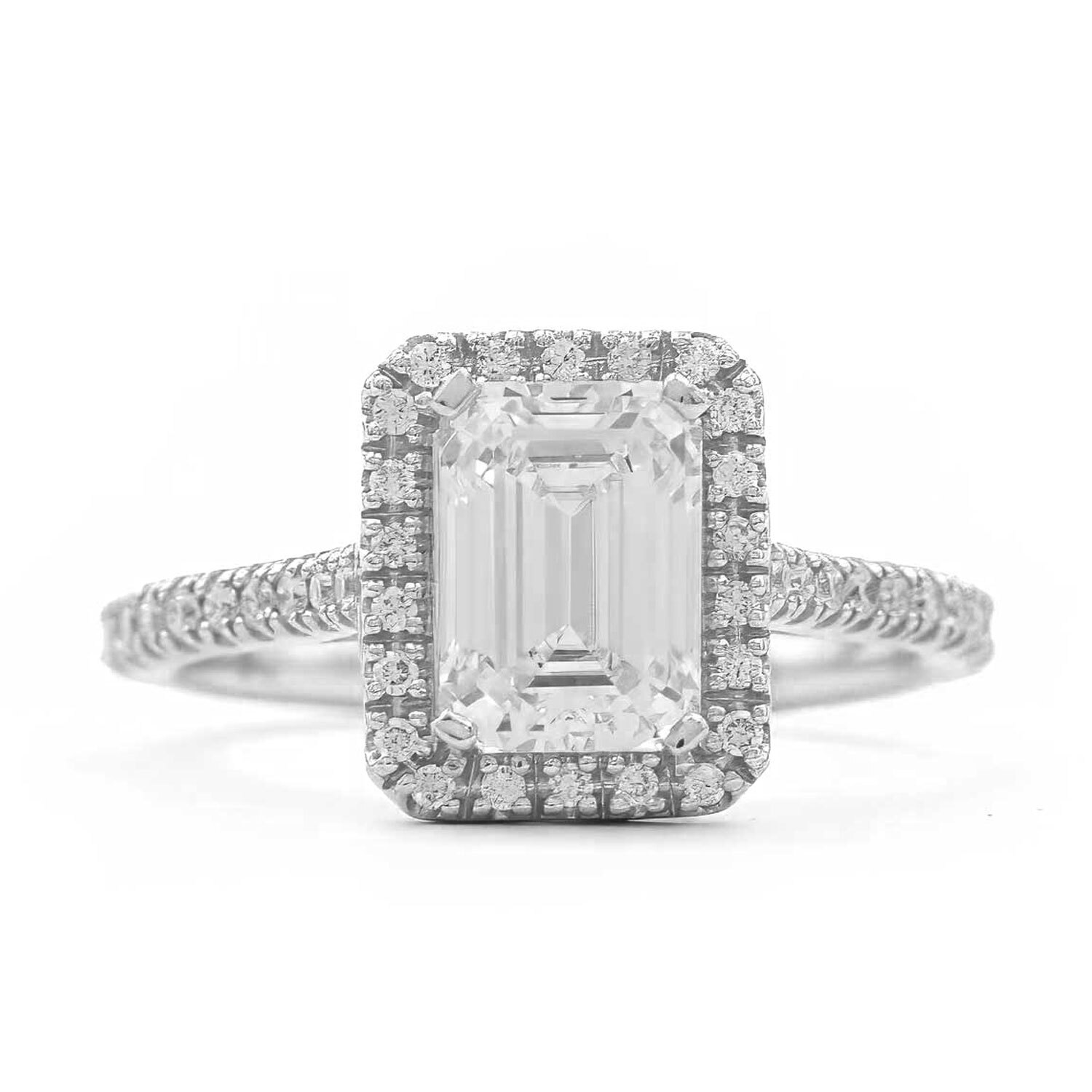 2ct Emerald Cut Diamond Trinity Knot Ring