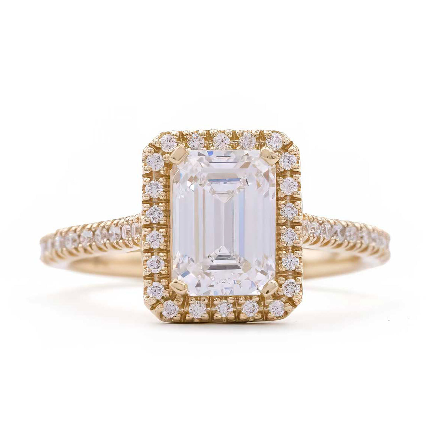 2ct Emerald Cut Diamond Trinity Knot Ring