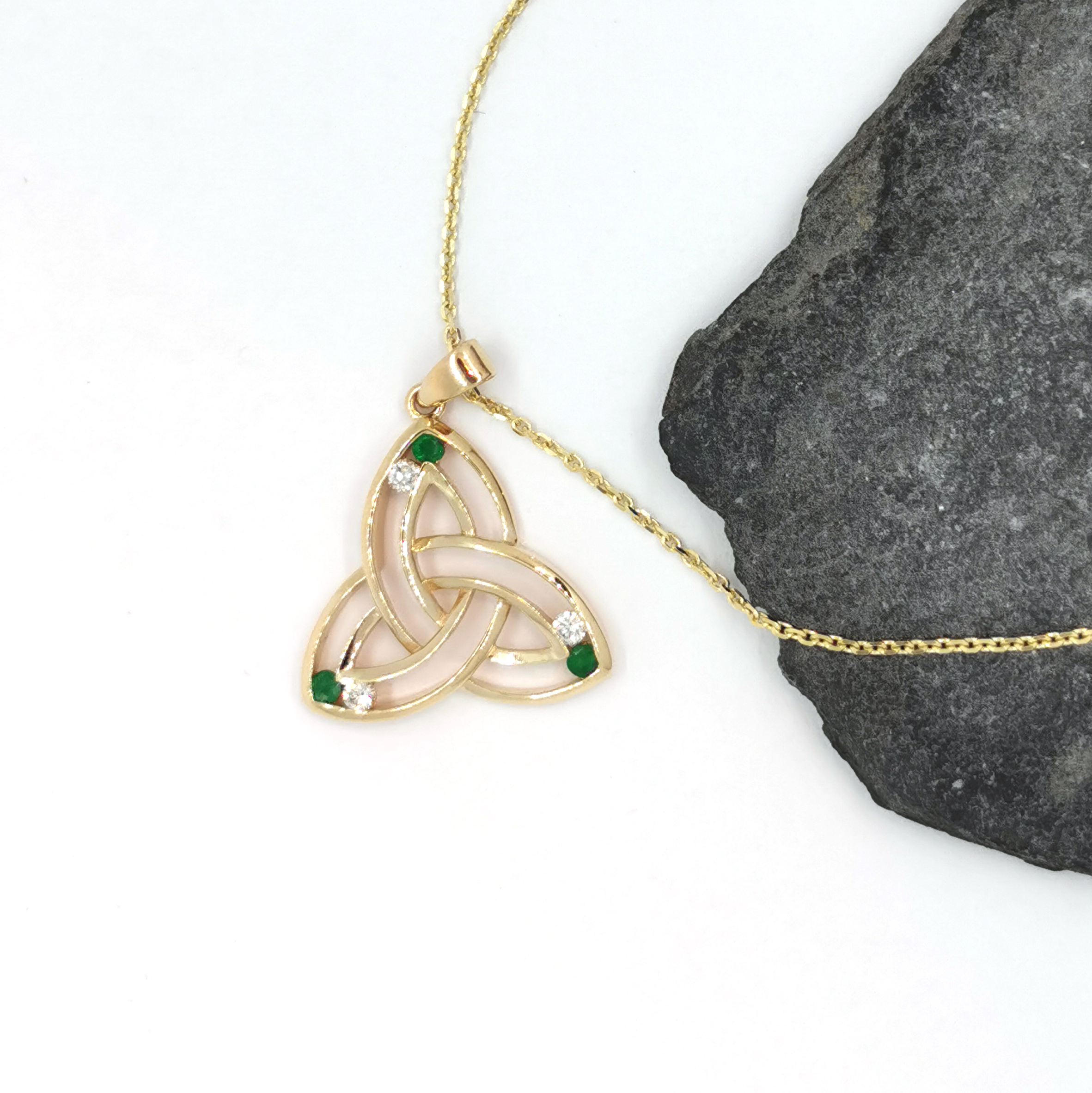 Trinity Knot Pendant with Emerald and Diamond | Celtic Pendants