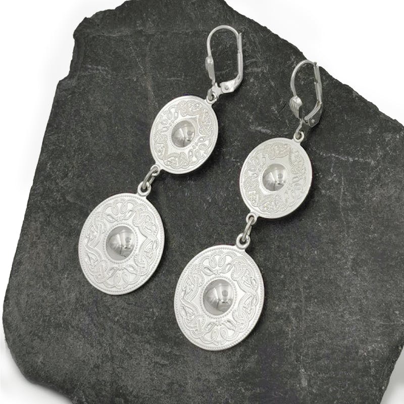 White Gold Celtic Earrings from Dublin, Ireland