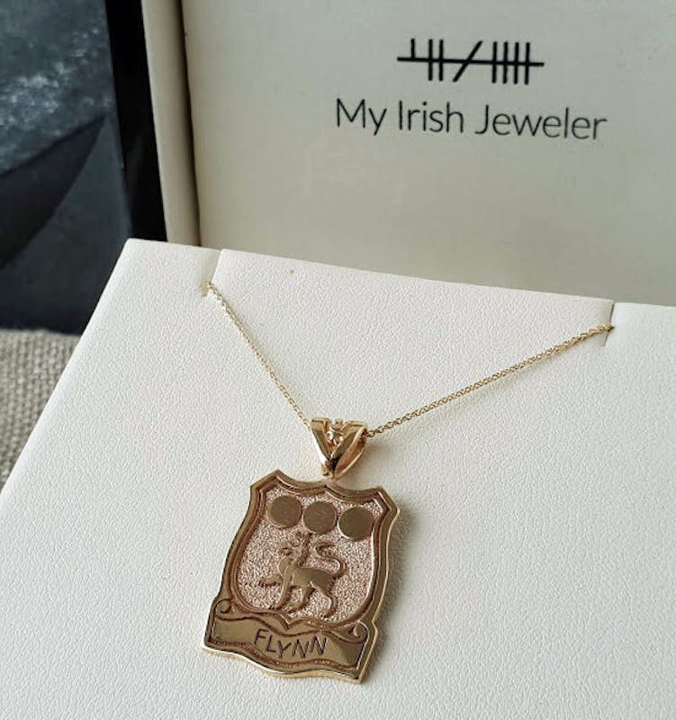 Family Crest Necklace in Real Yellow Gold