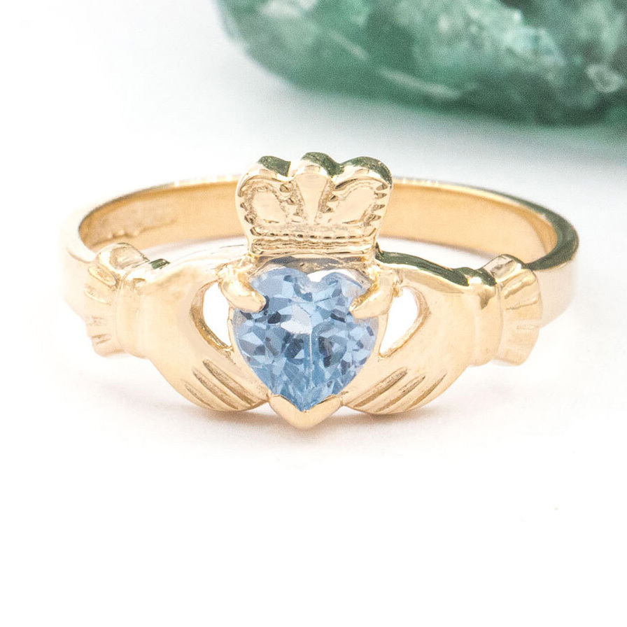Gold Claddagh Birthstone Ring